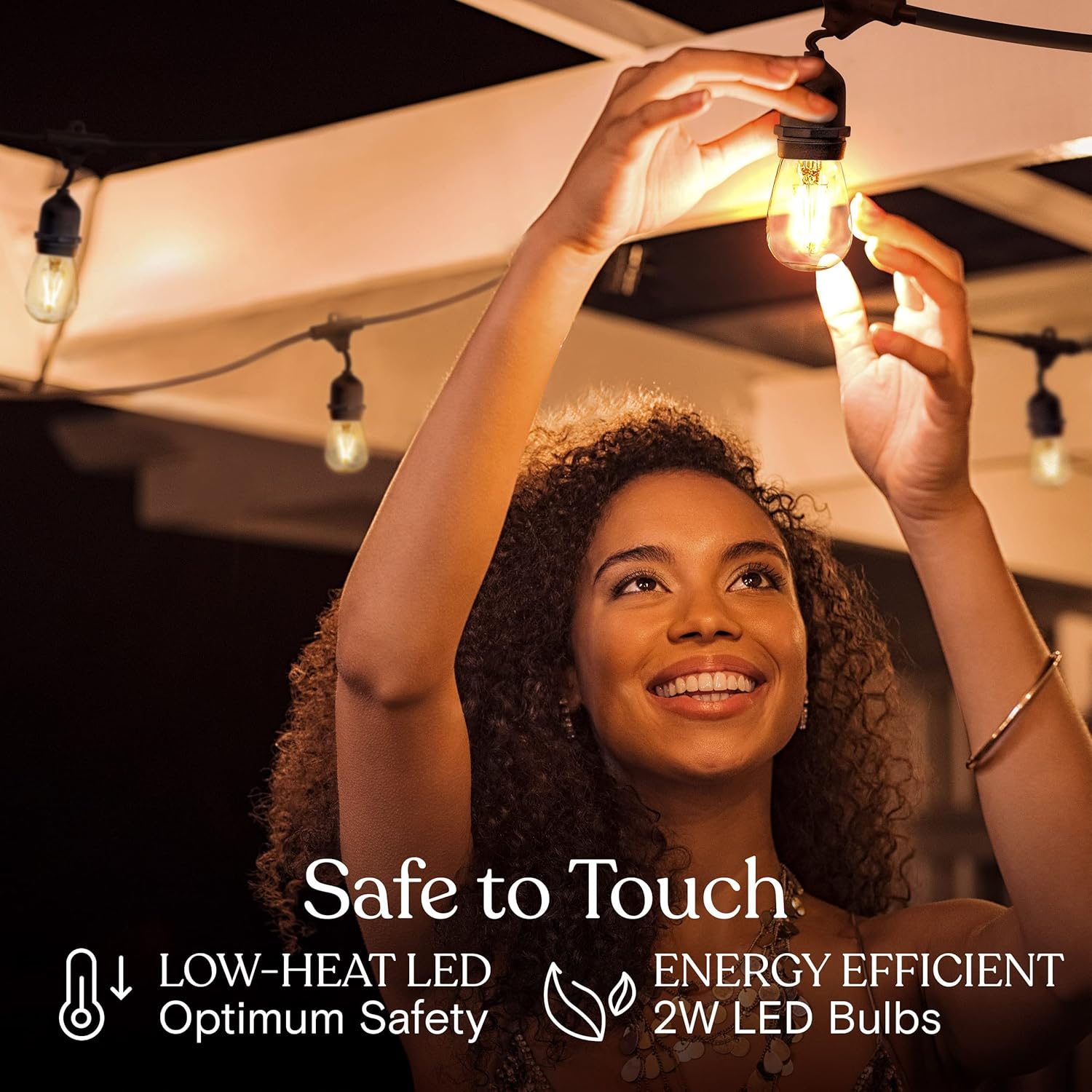 Brightech Ambience Pro - 24 Ft Waterproof LED Outdoor String Lights - Hanging, Dimmable 2W Vintage Edison Bulbs - Commercial Grade Patio Lights Create Cafe Ambience in Your Backyard, 7 Bulbs