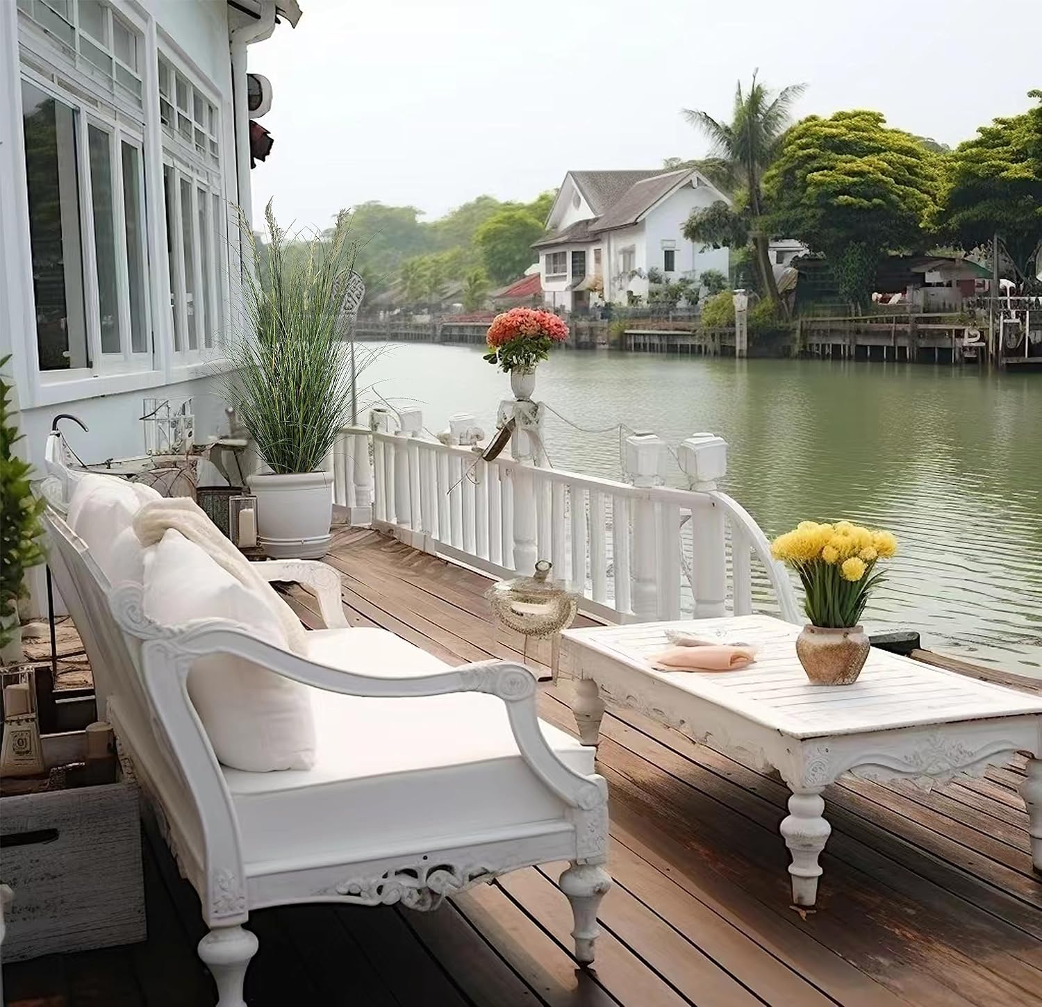 Artificial Pampas Grass Plant, 6FT Tall Faux Plants Indoor Home Decorative Artificial Plants & Flowers in Pot, Fake House Plant