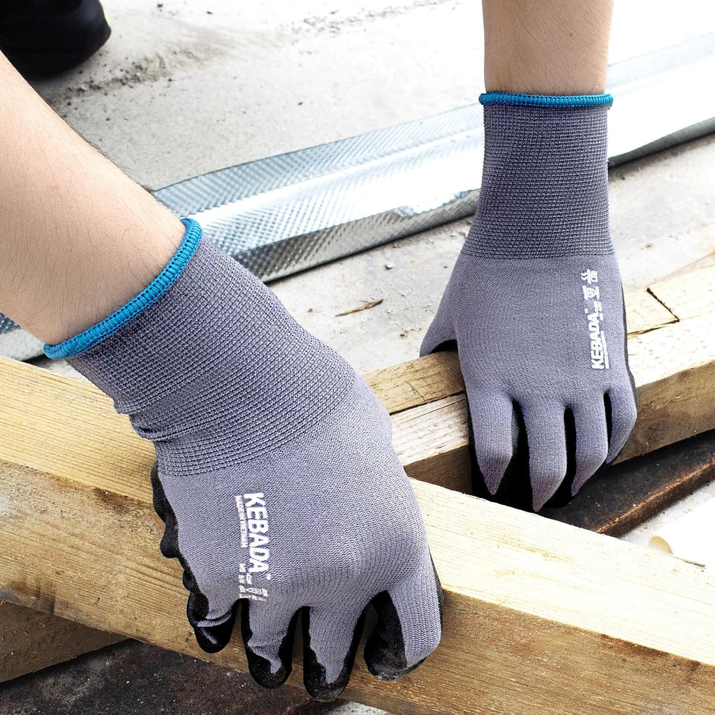 Kebada Work Gloves for Men and Women, Foam Nitrile Coated Safety Gloves with Grip, Ideal for Warehouse Package Handling, Gardening, Mechanic and Construction, Medium