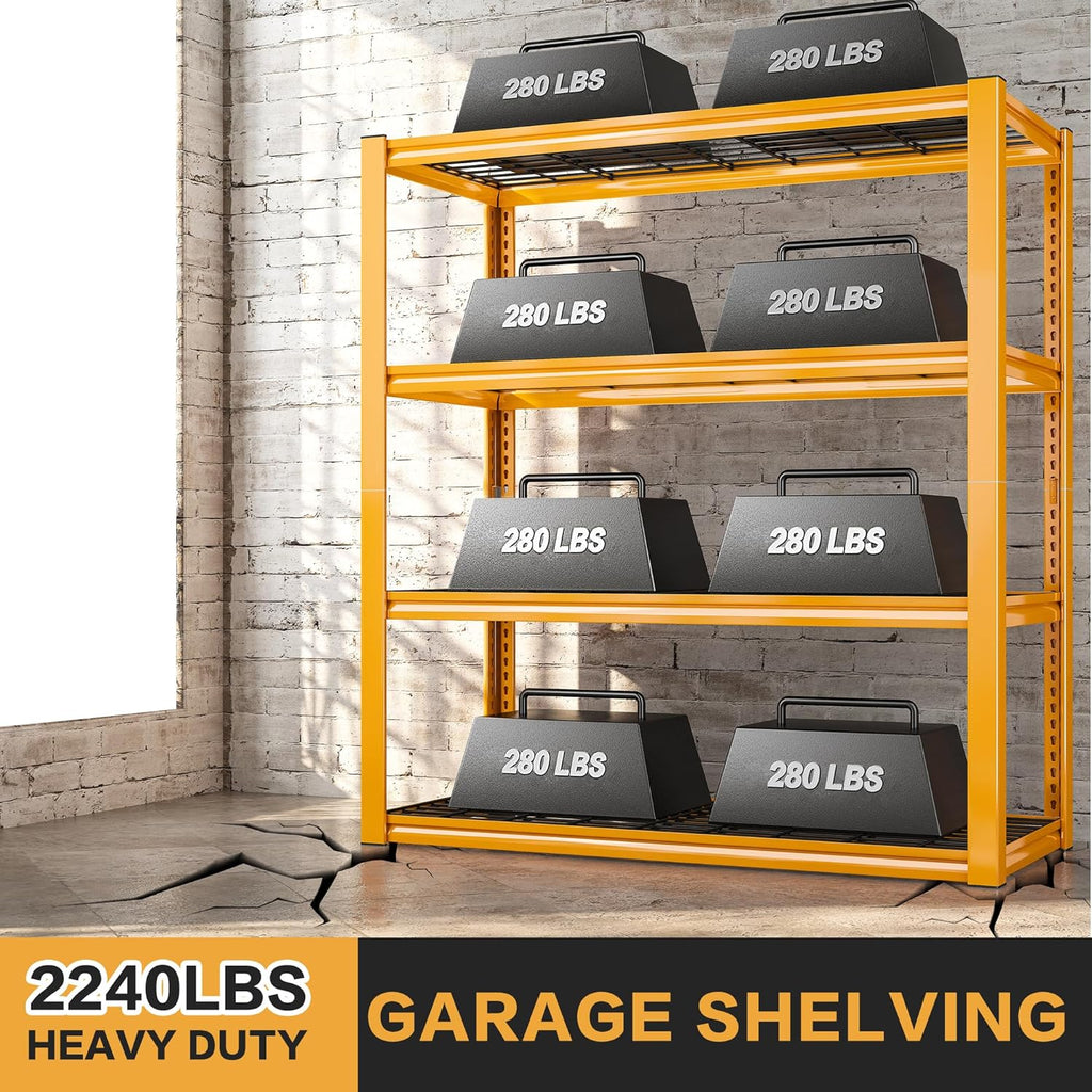 REIBII 40" W Garage Shelving 2240 LBS Storage Shelves Adjustable Heavy Duty Shelving 4 Tier Metal Shelves for Storage 59.5"H Metal Shelf for Pantry Basement Warehouse 40"W × 19.5"D × 59.5"H, 2 Pack