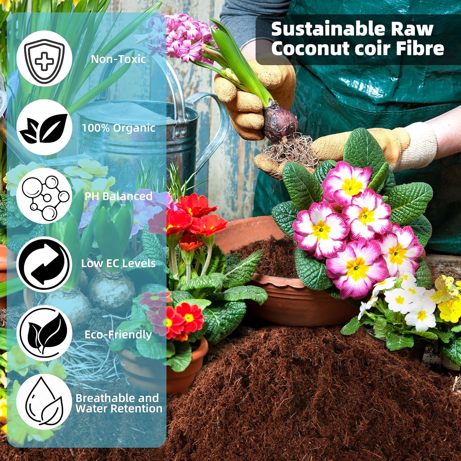 Coco Coir Bricks 6 Pack Premium 100% Organic Peat Moss, Fiber Coconut Husk for Planting, Gardening, Potting Soil Substrate