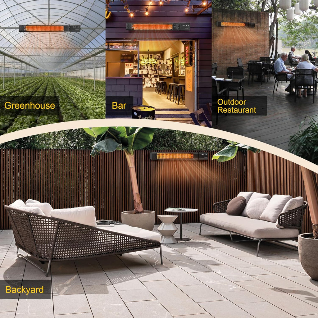 Outdoor Heaters for Patio Electric, 1500W Infrared Heater with Remote, IP65 Waterproof Outdoor Electric Heater for Porch, Garage & Backyard