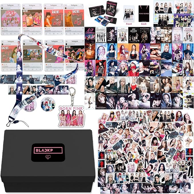 KPOPBP 159 Pcs Born Pink Album Gift Box Set Blink Fans Gift Merchandise Photocards Birthdays Party Decorations Kpop Lanyard Stickers