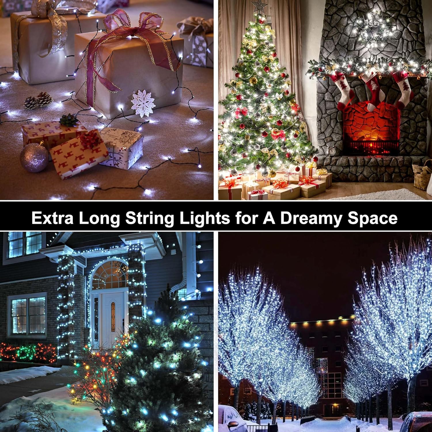 164Ft 500 LED White Christmas Lights, Waterproof 8 Twinkle with Memory Functions Christmas Tree Lights for Indoor Outdoor Christmas Tree Garden Decoration (164FT, White)