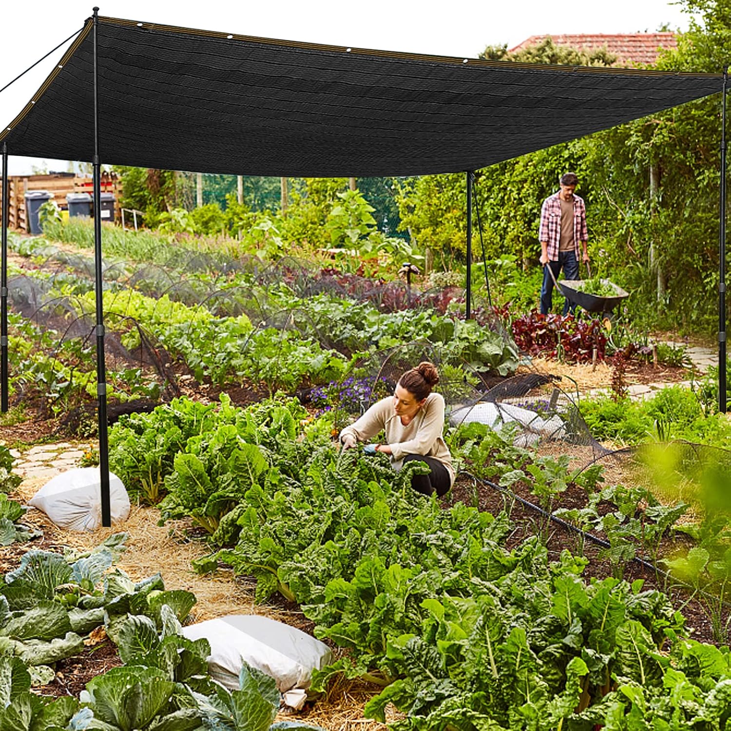 Shade Cloth - 70-90% Sunblock Net for Garden Patio,Shade Sails for Plants Greenhouse Outdoor Pergola Lawn Swimming Sun Shade Cloths for Kennel Chicken Coop Easier to Hang Shade Net Cover