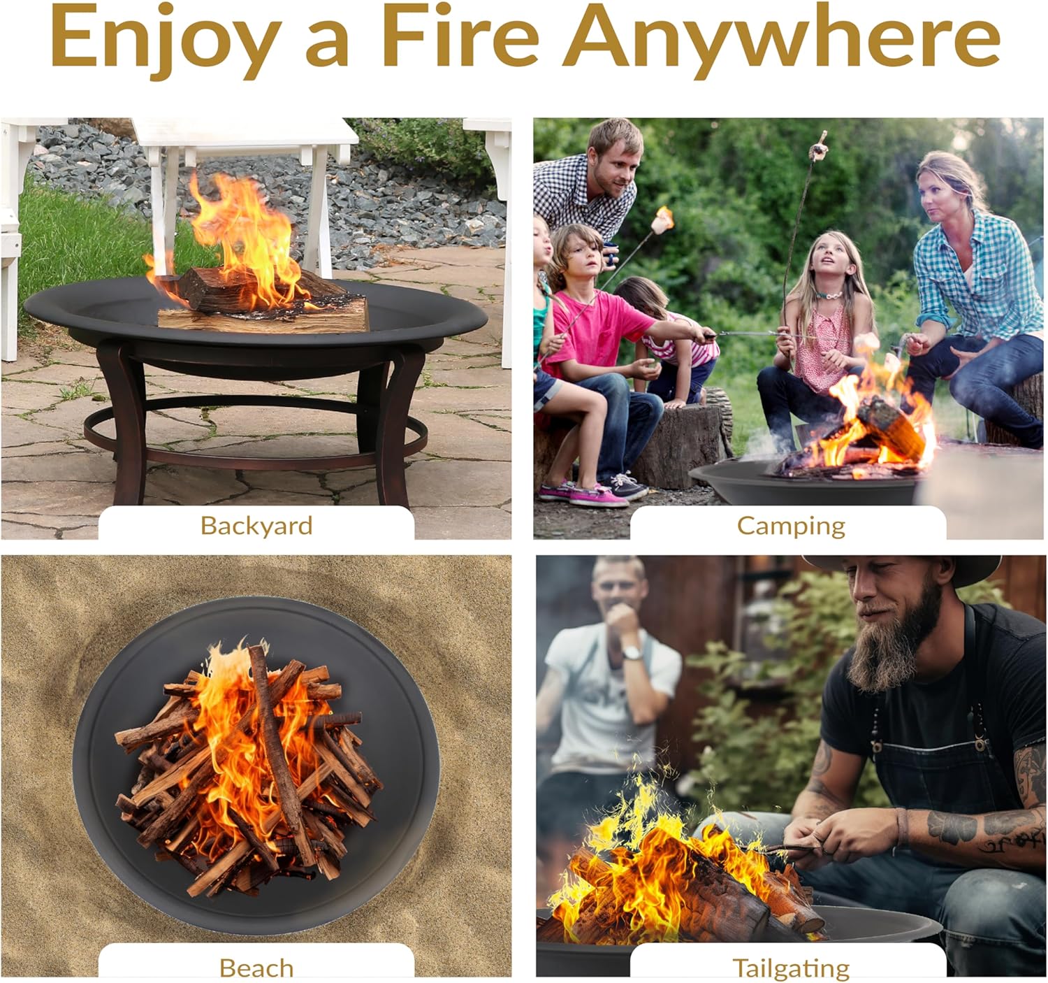 Sunnydaze Outdoor Fire Pit Bowl Replacement Insert for DIY Ring or Existing Stand - Wood-Burning Fire Bowl for Outside - 32-Inch