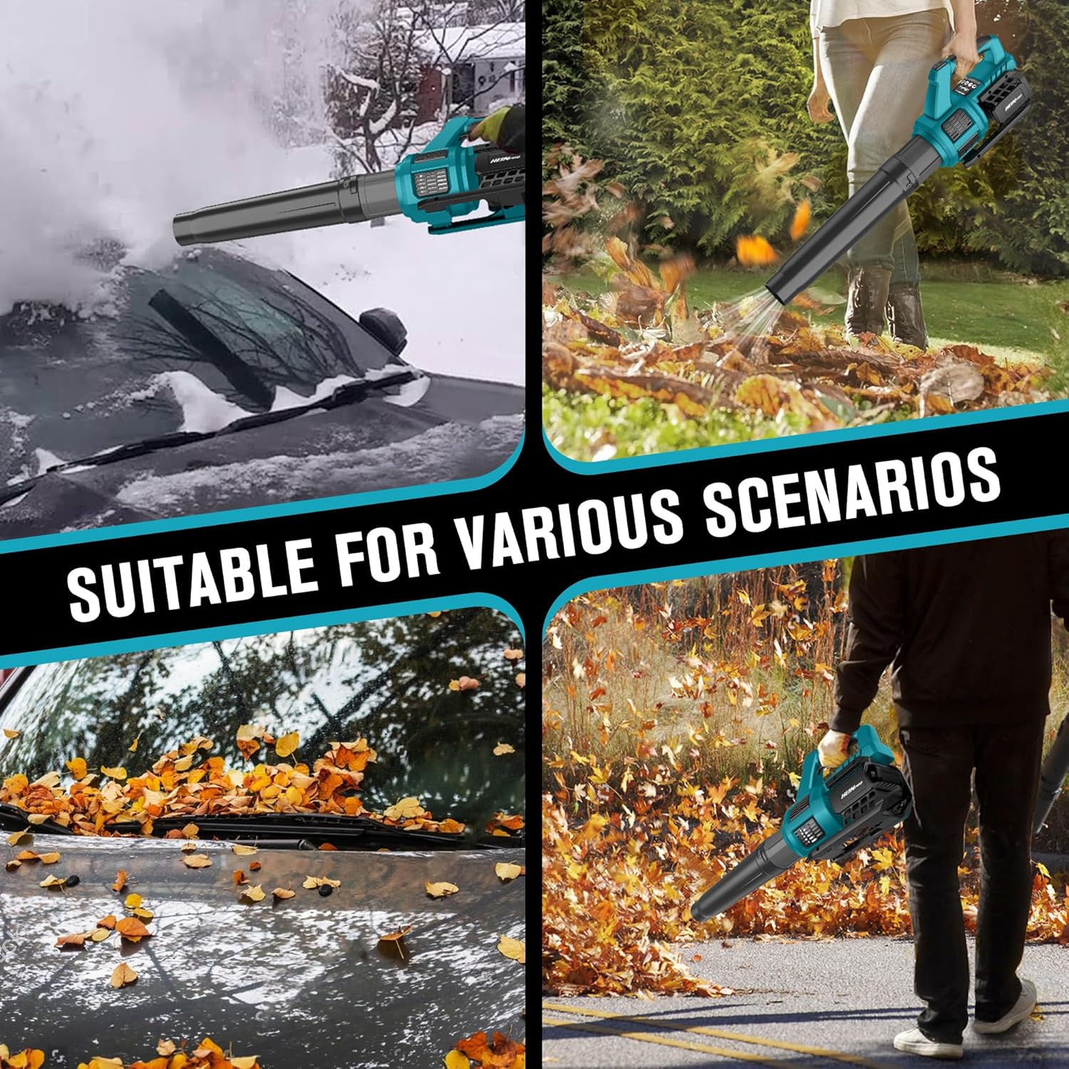 HEINRPO Cordless Leaf Blower Compatible with Makita 18V Battery (Bare Tool) 400CFM Electric Leaf Blower Cordless, Variable Speed, Turbo Mode, Handheld Battery Powered Leaf blowers for Lawn Care