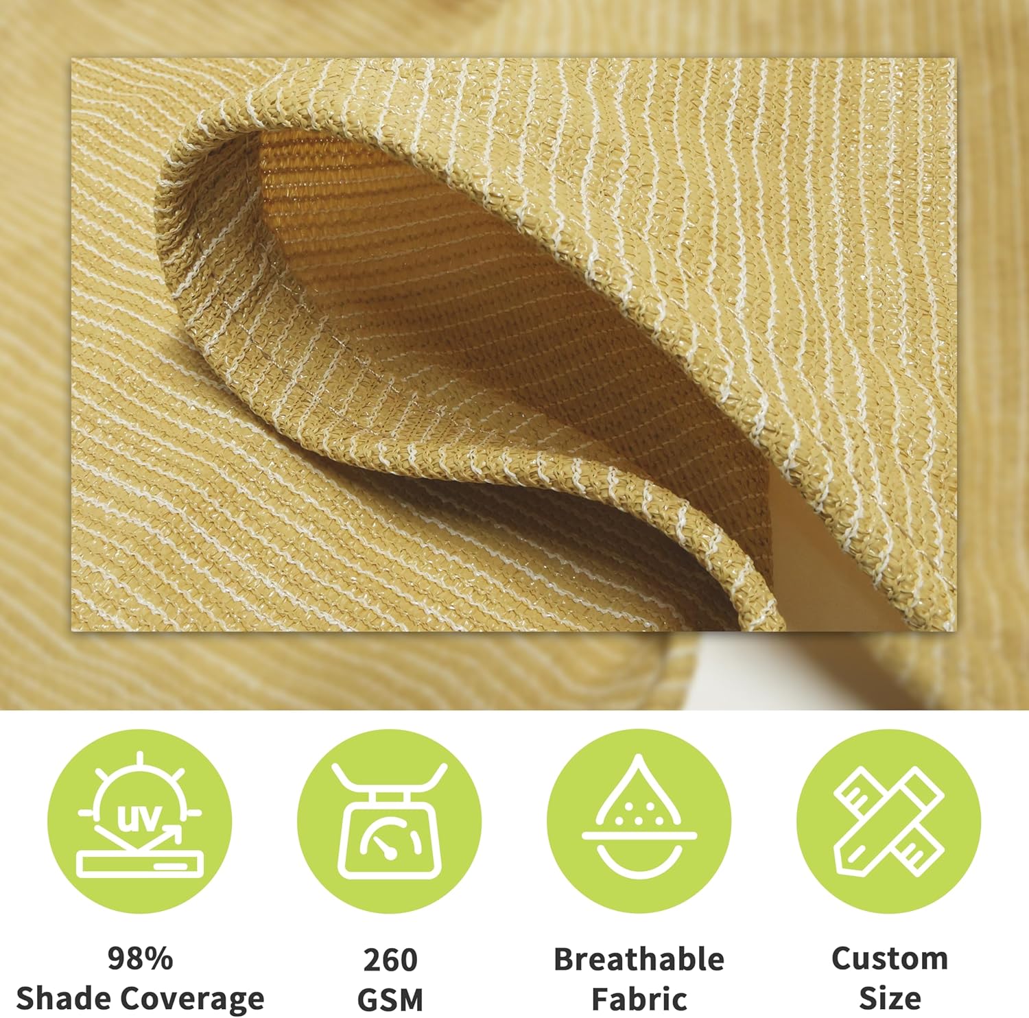 Royal Shade Heavy Duty 16' x 16' Grey Square Pro Ring Shade Sail, 260 GSM Commercial Grade UPF50 Sunshade, Reinforced Corners & Edges -5Years Warranty (We Make Custom Size)