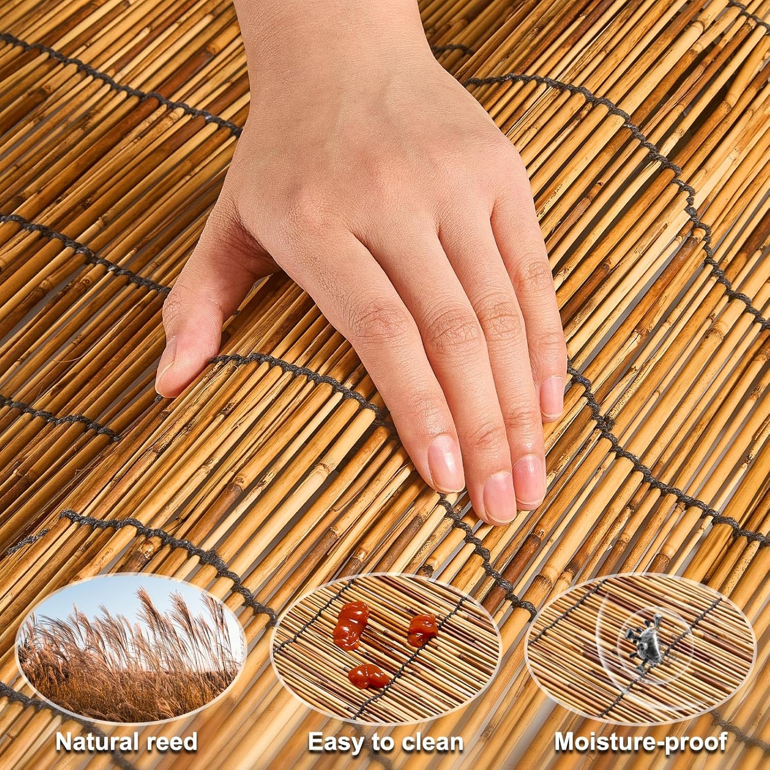 Reed Fencing Rolls,Patio Privacy Screen,Decorative Bamboo Fence Rolls for Patio Balcony Garden Backyard Outdoor,6x16FT(2Pcs)