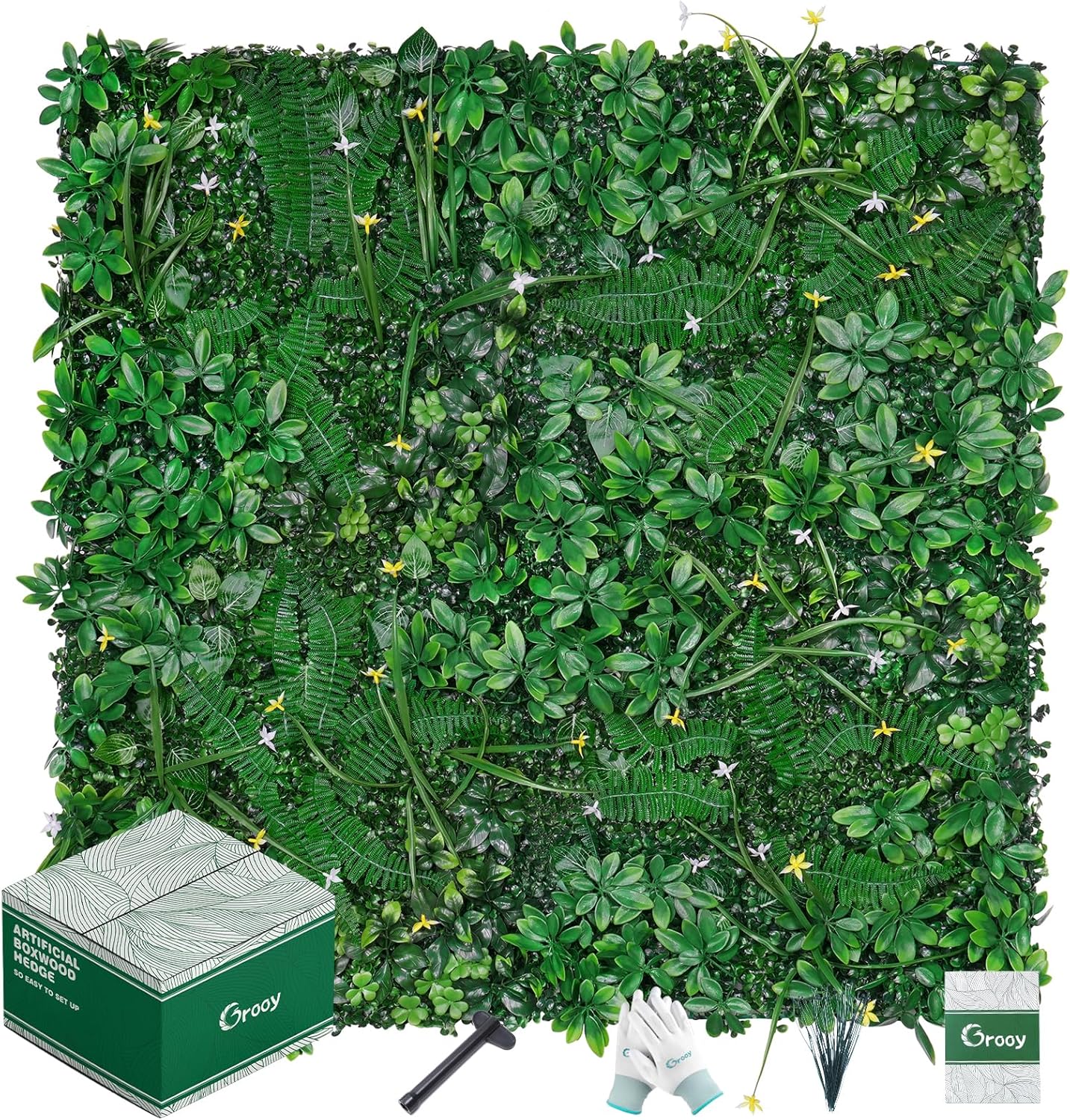 Grass Wall 20"x20" Pack of 8, Artificial Boxwood Panels, Privacy Hedge Fence Screen with UV Protection, Greenery Backdrop for Indoor Home Wedding Decor and Outdoor Garden Backyard