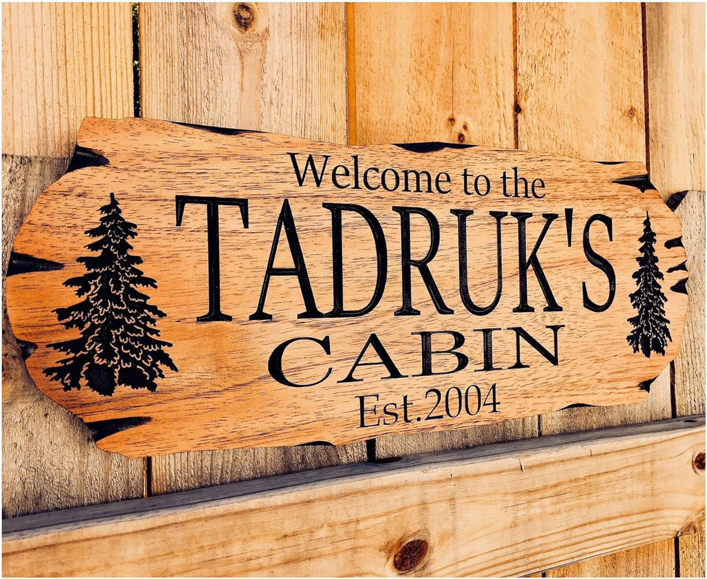 Personalized Cabin Sign Outdoor Wood Sign Welcome Sign Rustic Decor Custom Wood Sign