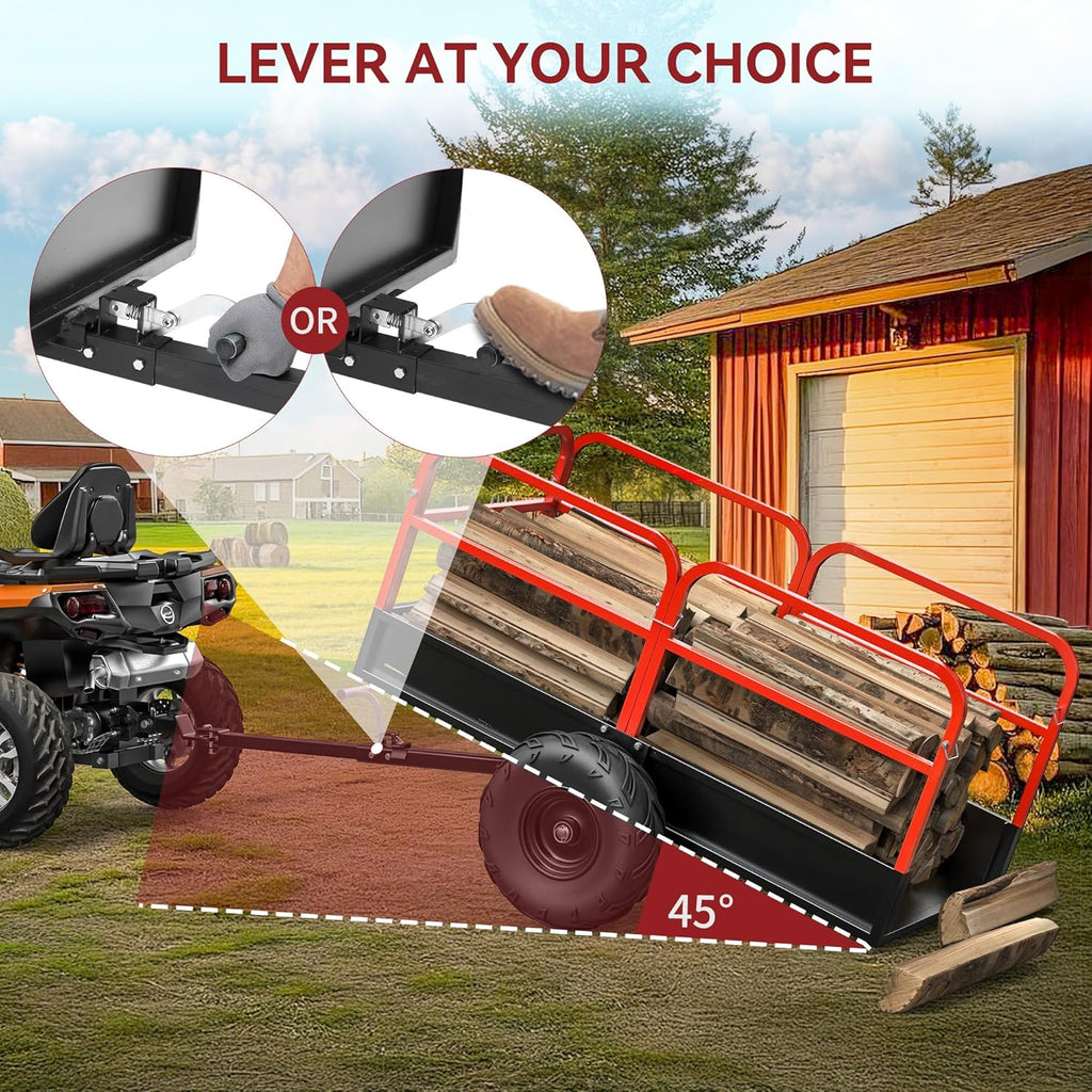 YITAMOTOR 1500lbs ATV Trailer Dump Cart Tow Behind, 15 Cubic Feet, Heavy Duty Yard Garden Trailer Pull Behind Dump Trailer for Lawn Mower Tractor