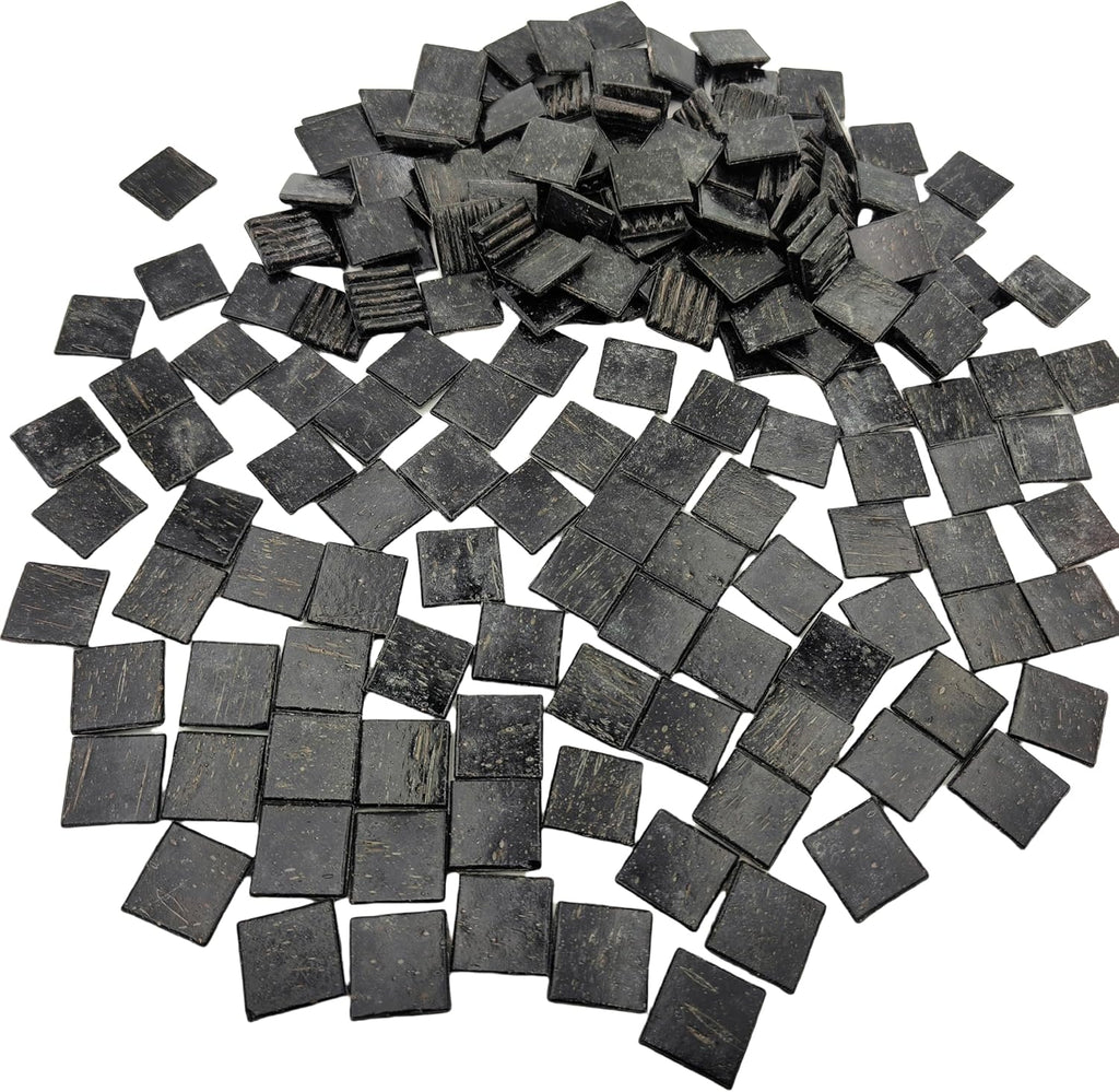 3/4 inch Quartz Glass Mosaic Tiles for Crafts, 1.1 LB, Square Mosaic Pieces for DIY Picture, Home Mosaic Decoration (Black)