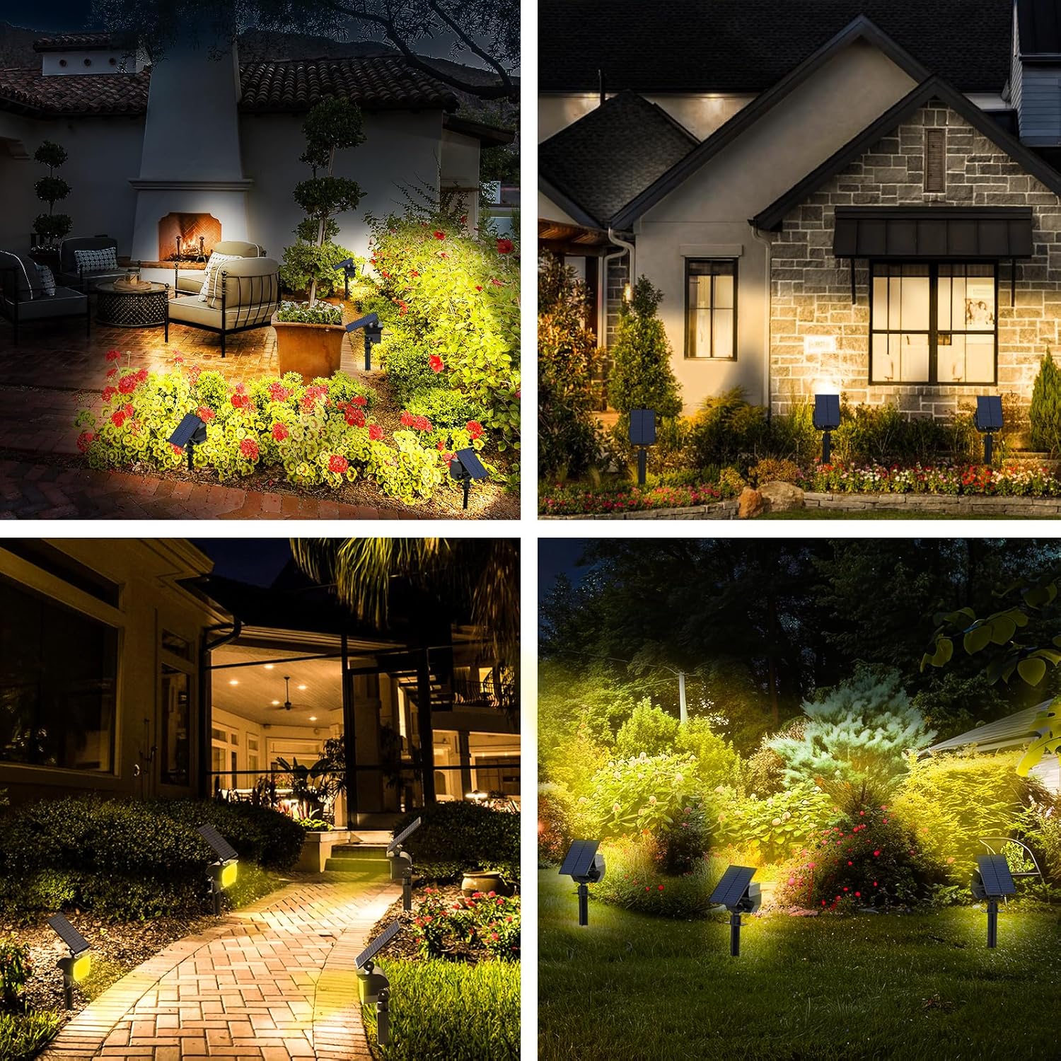 Solar Spot Lights Outdoor Waterproof IP67, 6 Pack - 50 LED Adjustable Solar Powered Landscape Spotlight with 3 Lighting Modes, Stake Light for Outside Yard Lawn Pathway Tree (Warm White)