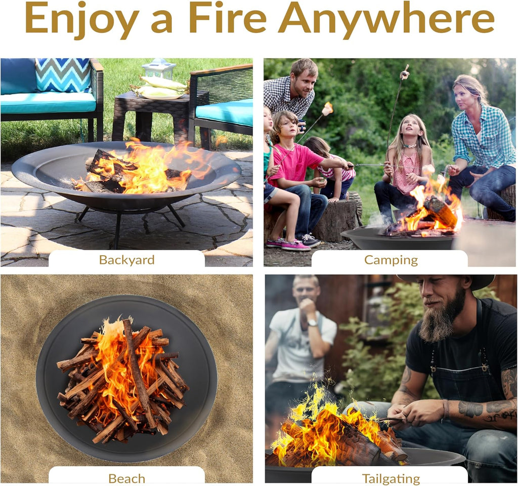 Sunnydaze Outdoor Fire Pit Bowl Replacement Insert for DIY Ring or Existing Stand - Wood-Burning Fire Bowl for Outside - 39-Inch