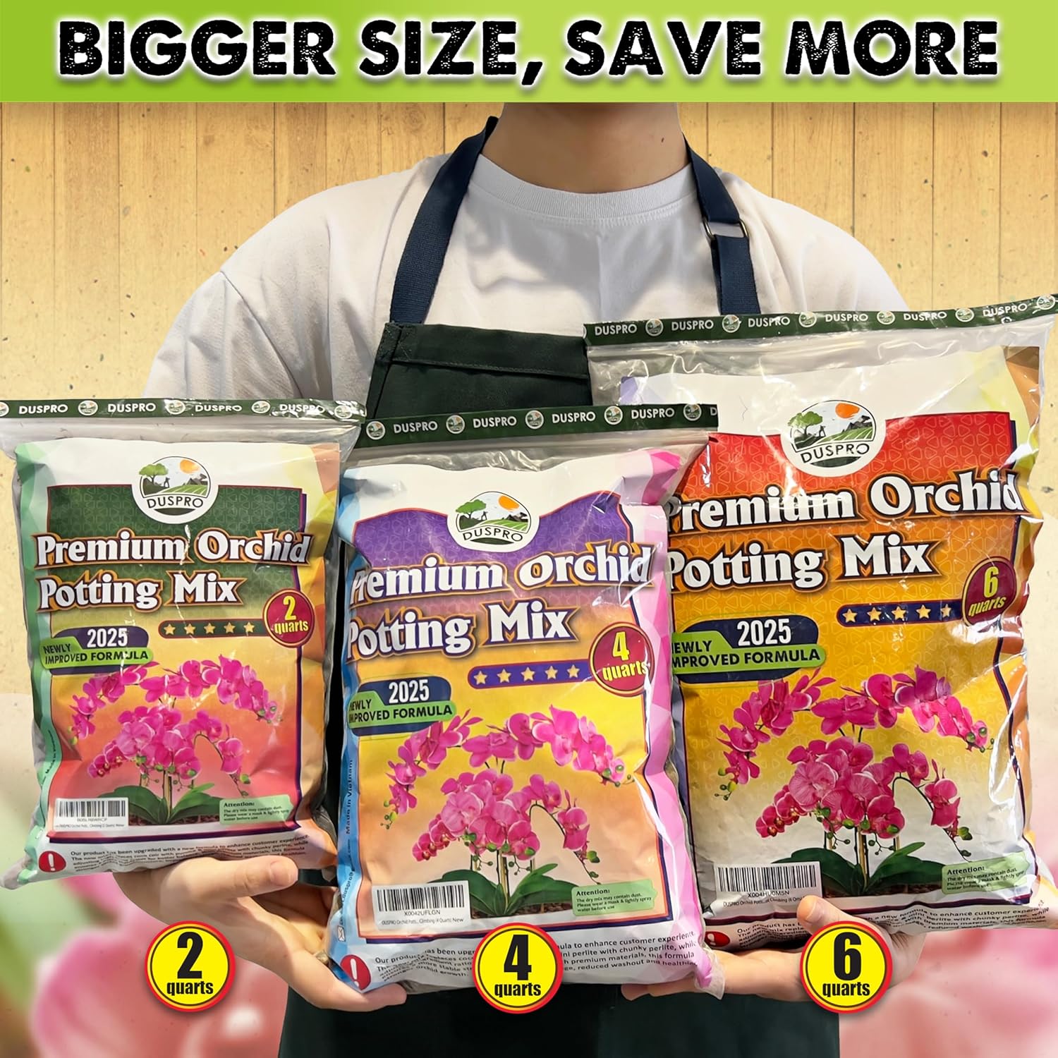 [Upgraded] DUSPRO Orchid Potting Mix for Repotting with Forest Moss, Pine Bark, Perlite & Pumice Natural Ingredients, Orchid Bark Potting Mix, Orchid Repotting Kit Drainage Indoor Potting Medium 6QT