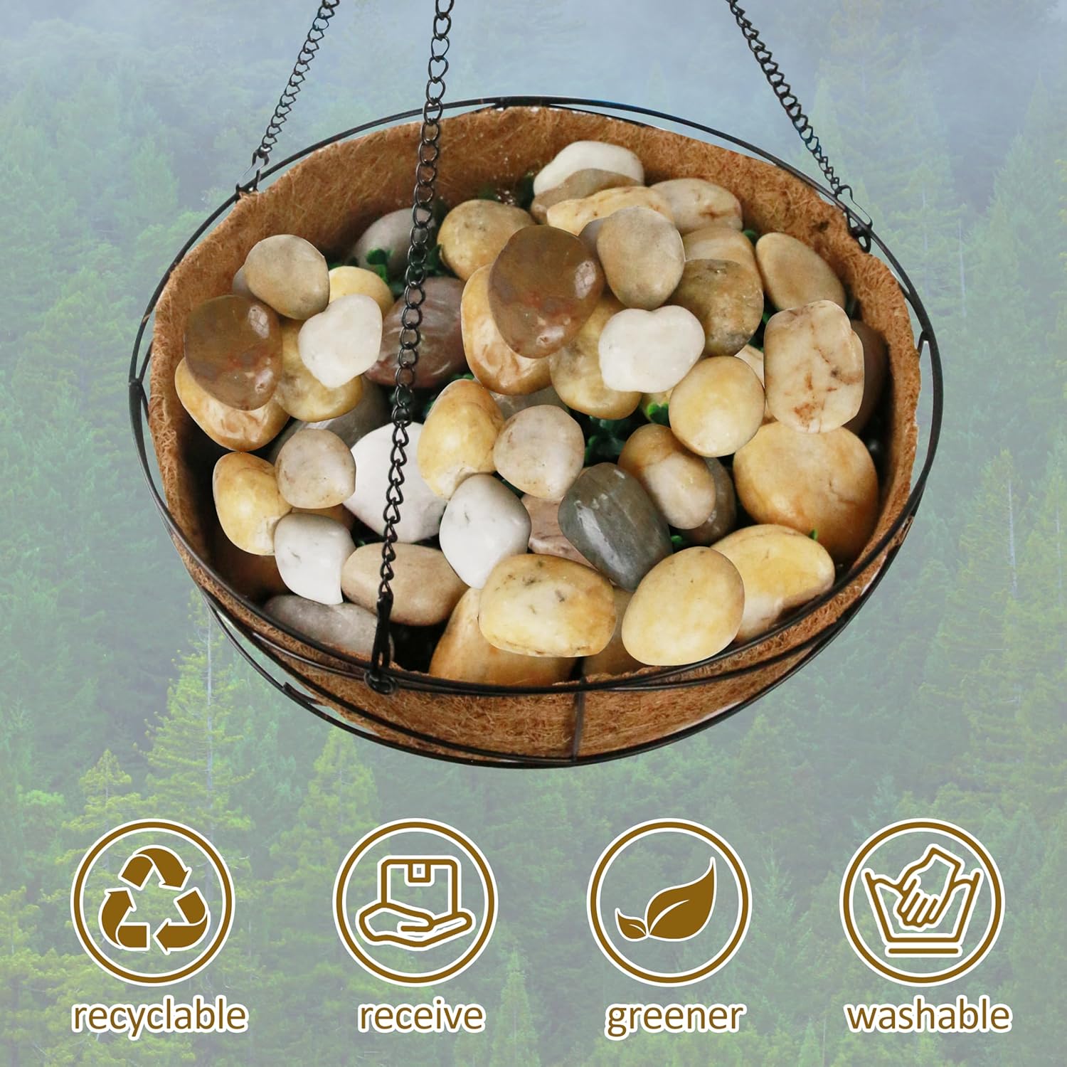 Sunnyglade 18 LBS River Rocks, 2-3 Inch Natural Pebbles for Indoor Plants, High Polished Decorative Stones Vase Filler Fish Tank Aquariums Landscaping Garden Outdoor and Indoor DIY (18, Pounds)