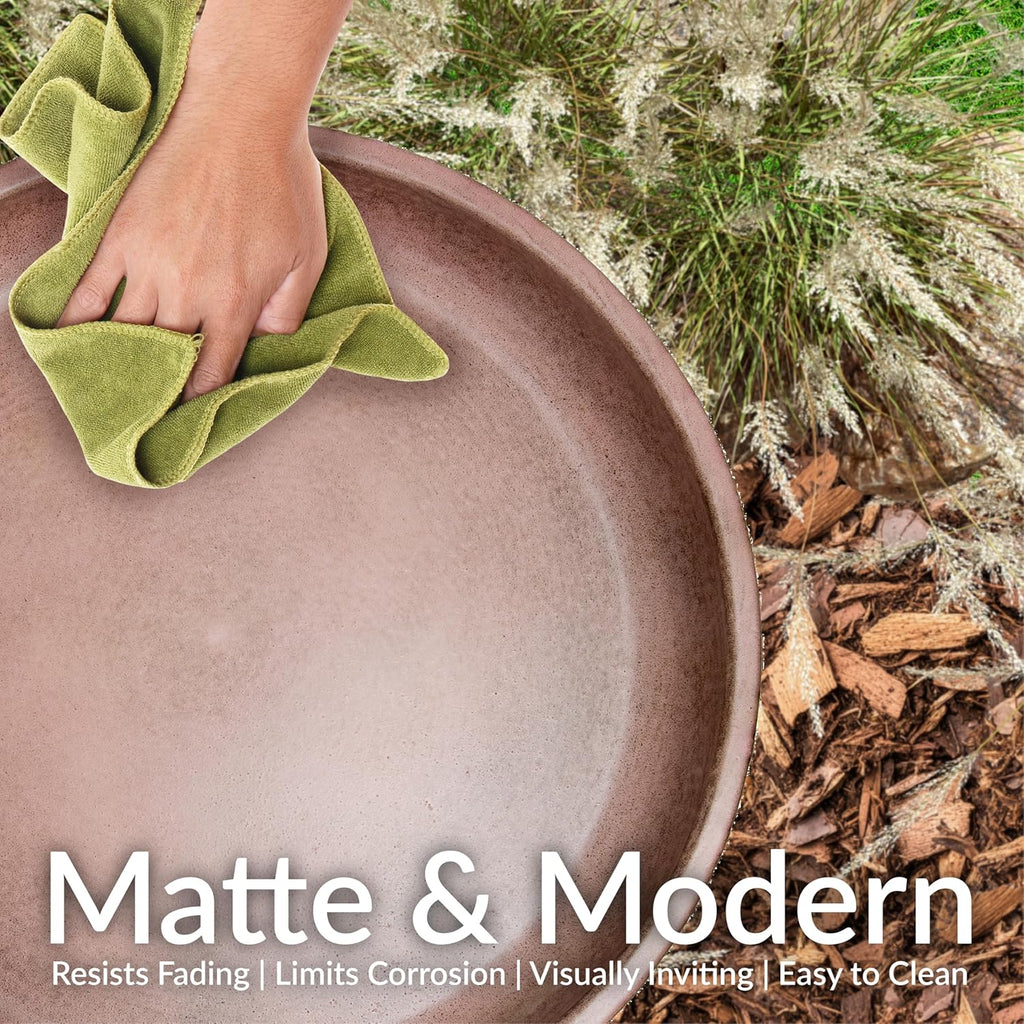 Sunnydaze Gleeful Garden Metal Bird Bath for Outdoors - Large Decorative Iron Birdbath - 23-Inch - Matte Canyon Clay