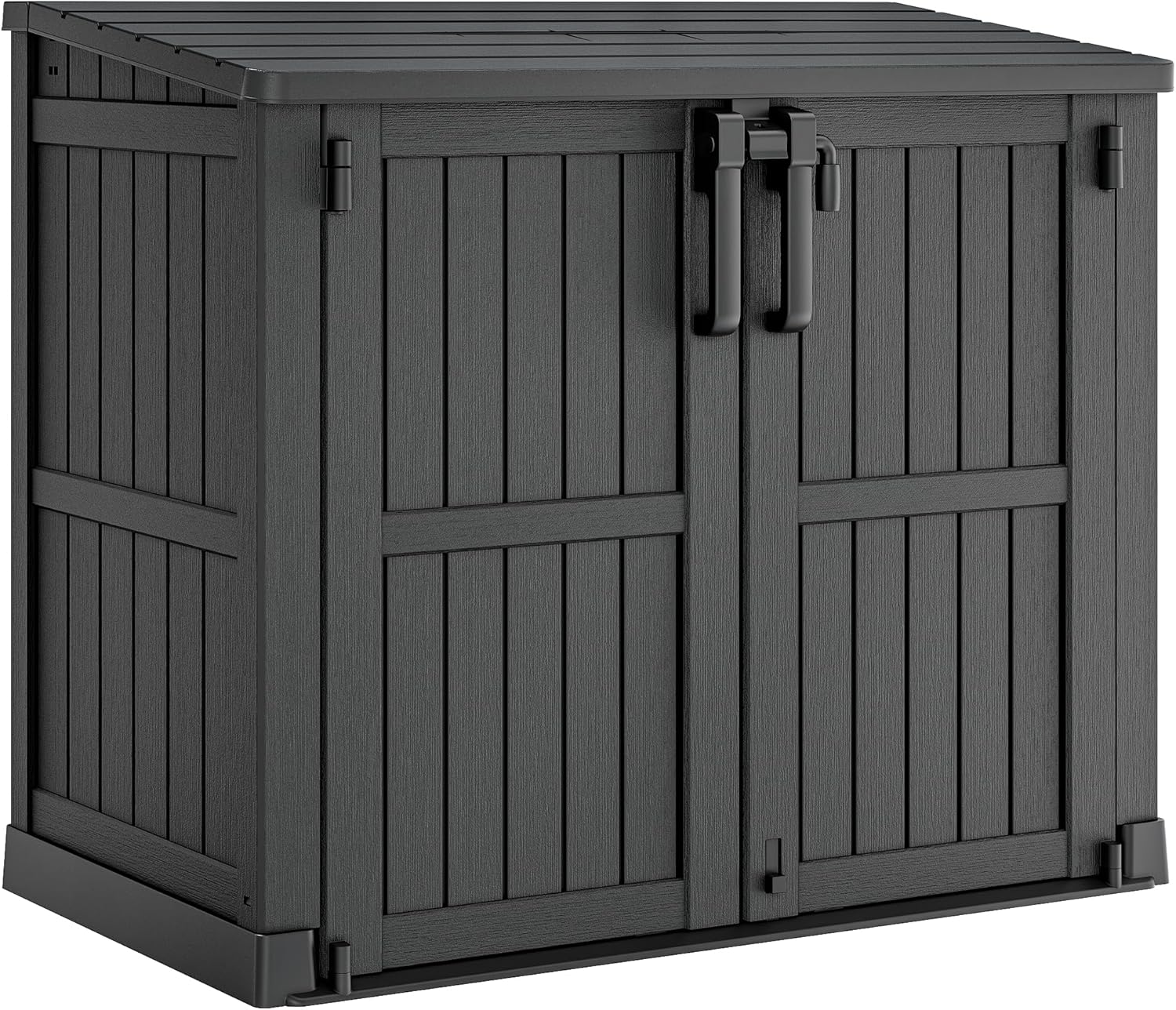 Outdoor Storage Cabinet 36 Cu Ft with Lockable Doors, Portable Horizontal Resin Storage Shed -Easy to Assemble, Waterproof Outdoor Storage Box for Backyards,Patios Black