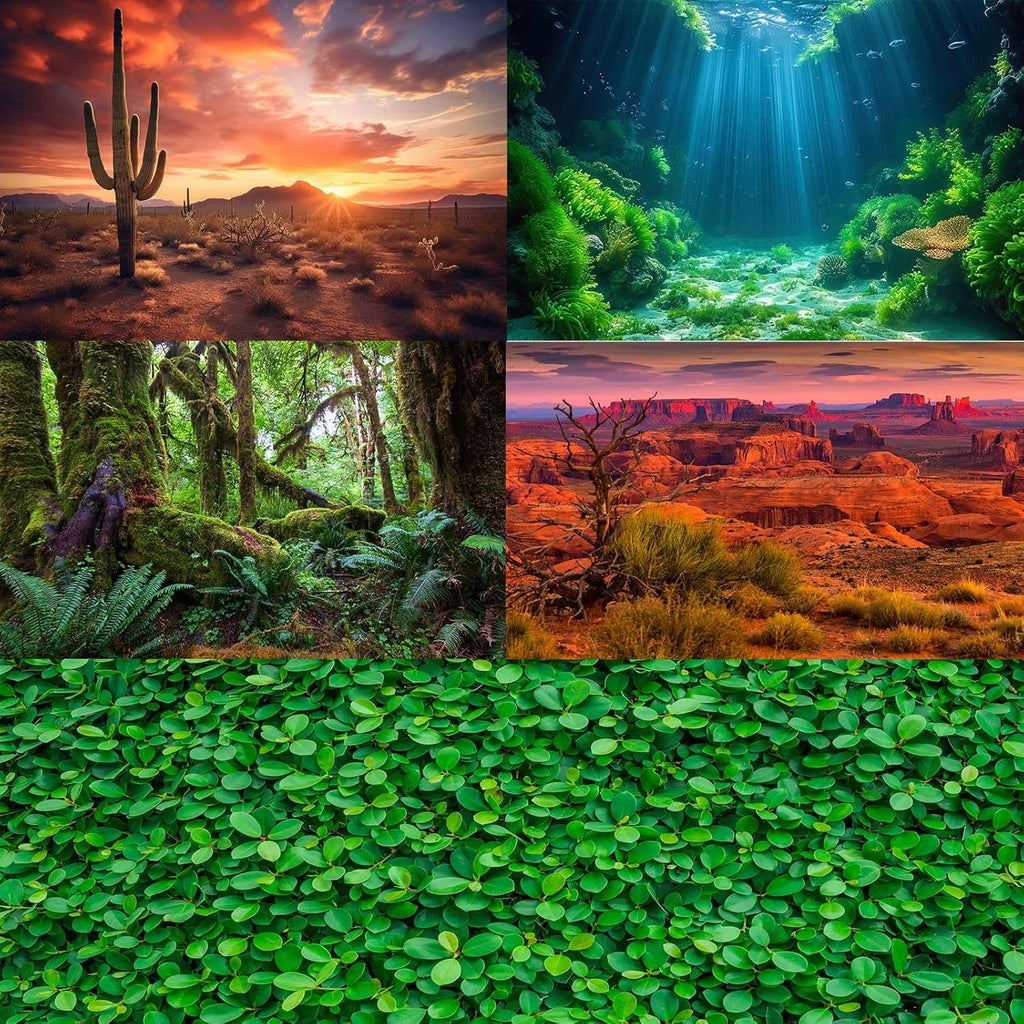 Aquarium Background Freshwater Green Plants Terrarium Background Aquatic Underwater Sea Grass Tank Background Wood Root Rock with Moss Jungle Style Fish Tank Background Poster Wallpaper 72x18in