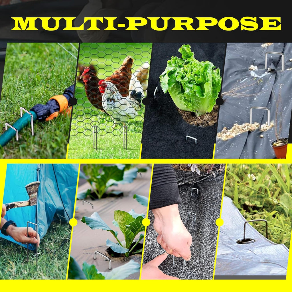 1100 Pack x 6 Inch Landscape Staples Galvanised, Fabric Pins, 11 Gauge, Garden Staples, Tent Stakes, Fabric Pins for Lawn, Fence, Tent, Decoration, Weed Barrier, Outdoor. (1100 x 6in)