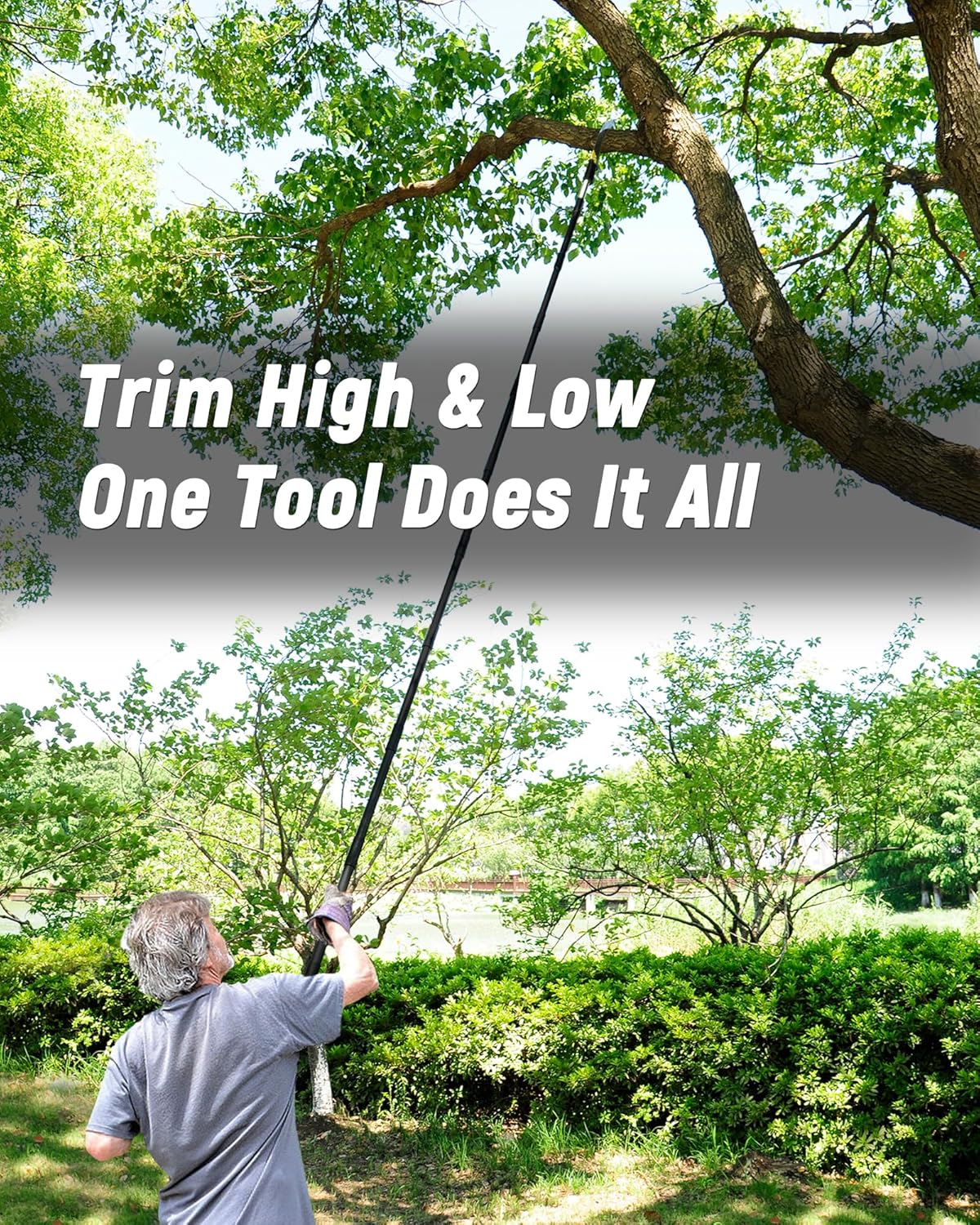 11FT Pole Saw with Adjustable Length for Tree Trimming, Lightweight Manual Pruning Saw with Mn Steel Blade, Long Extension Branch Cutter Pole Pruner for Yard, Garden, Patio and Forestry Use