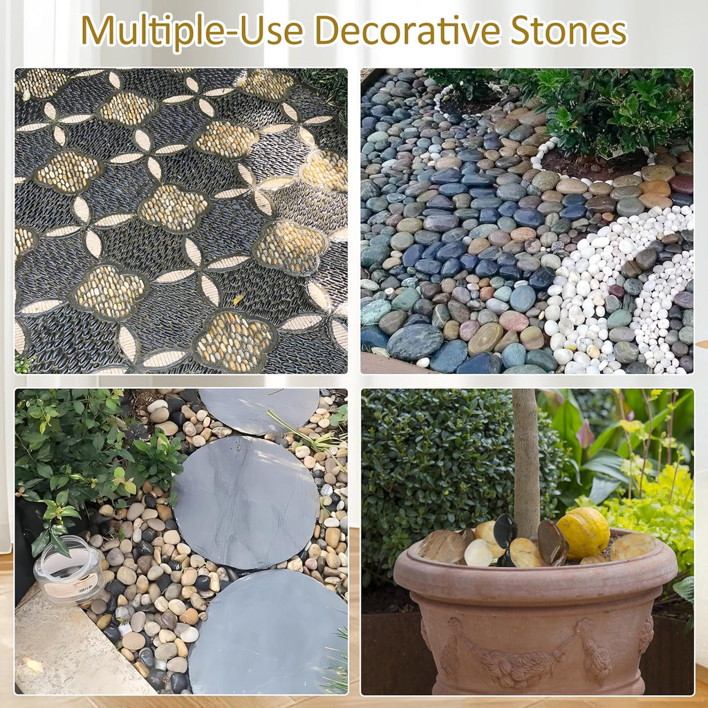 Sunnyglade 40 LBS River Rocks, 2-3 Inch Natural Pebbles for Indoor Plants, High Polished Decorative Stones Vase Filler Fish Tank Aquariums Landscaping Garden Outdoor and Indoor DIY (40, Pounds)