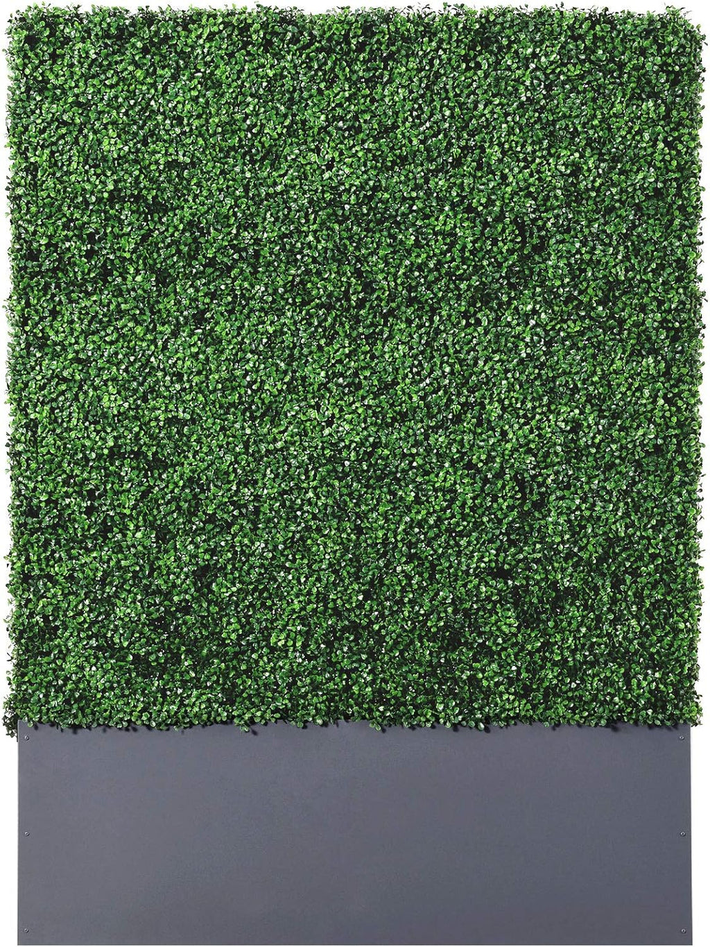 AGPL Artificial Boxwood Hedge Wall with Dark Gray Stainless Steel Planter Box(64" H 48" W 12" D) Privacy Wall Backdrops