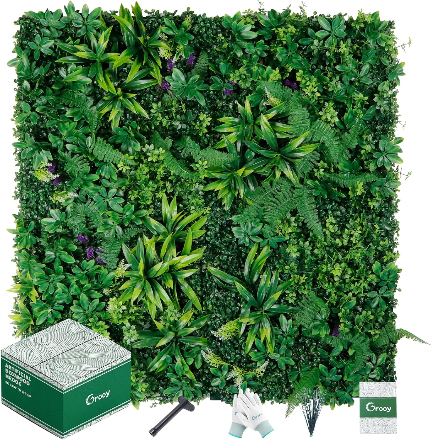 Artificial Boxwood Panels, Grass Wall Panels 20"x20"(16pcs), Privacy Hedge Fence Screen with UV Protection, Fake Greenery Backdrop for Indoor Wedding and Outdoor Garden Backyard