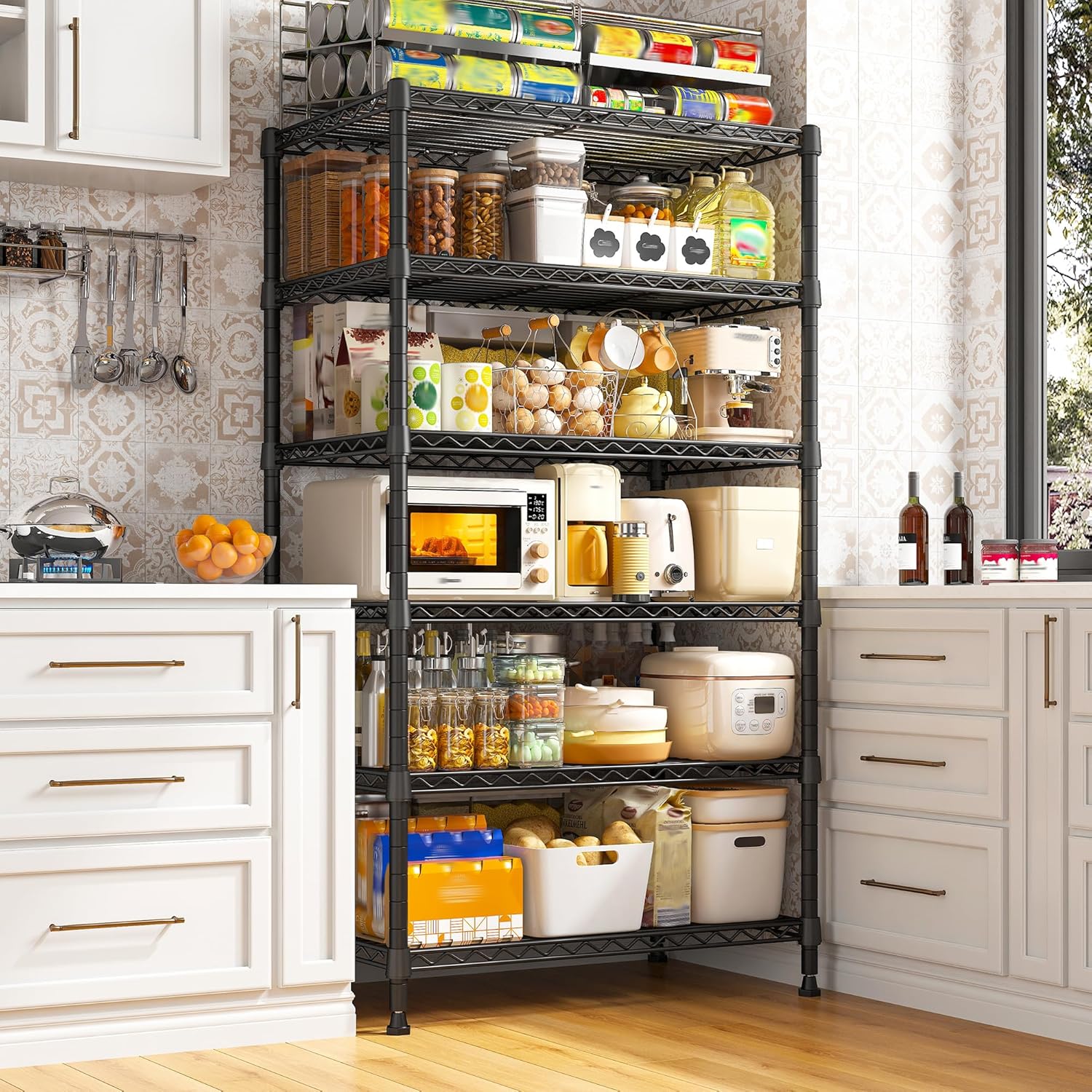 REIBII 6 Tier Shelf Metal Shelving 70"H Storage Shelves Sturdy Wire Rack Shelf Units Adjustable Detachable Storage Shelving Unit for Kitchen Laundry Pantry Garage Commercial 71"H x 21.65"W x 11.8"D