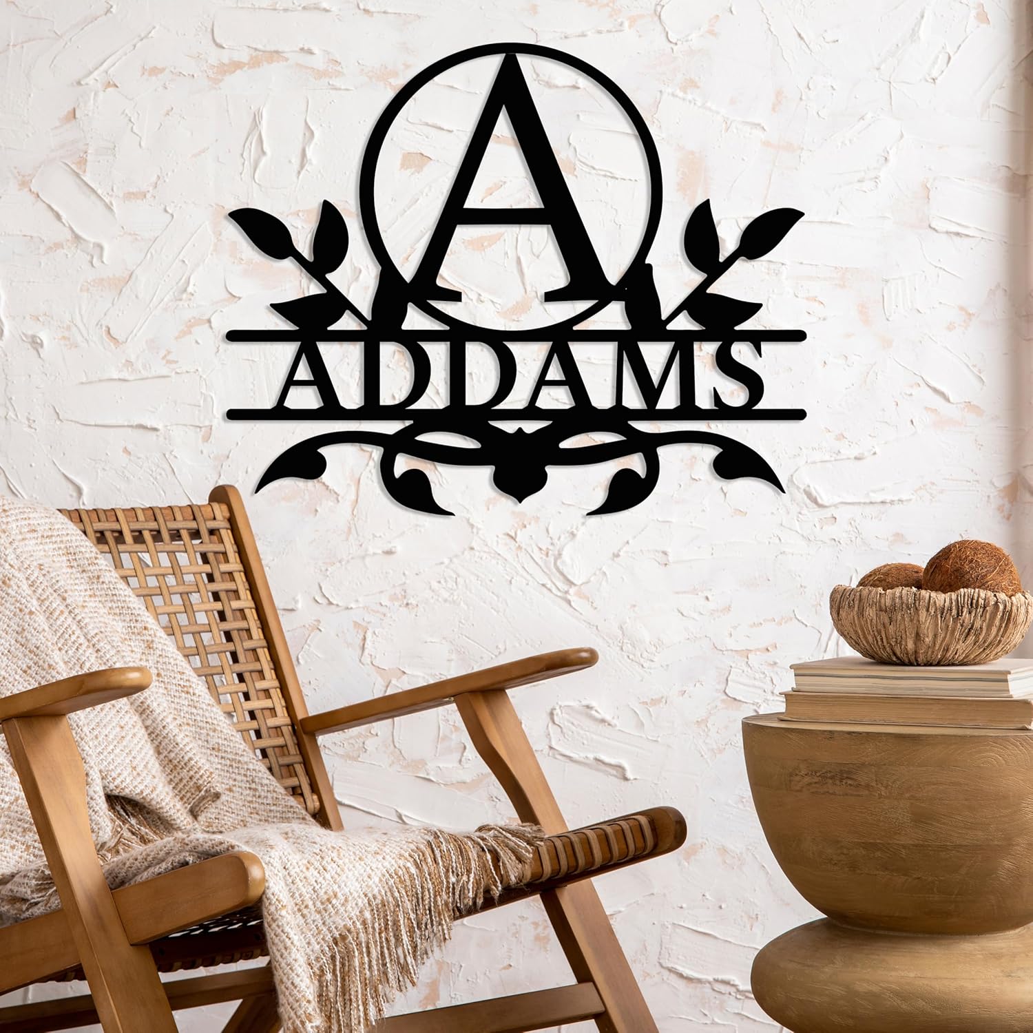 Personalized Metal Name Sign, Custom Monogram Wall Decor, Family Name Sign, Various Sizes & Colors, Steel, 12 inches