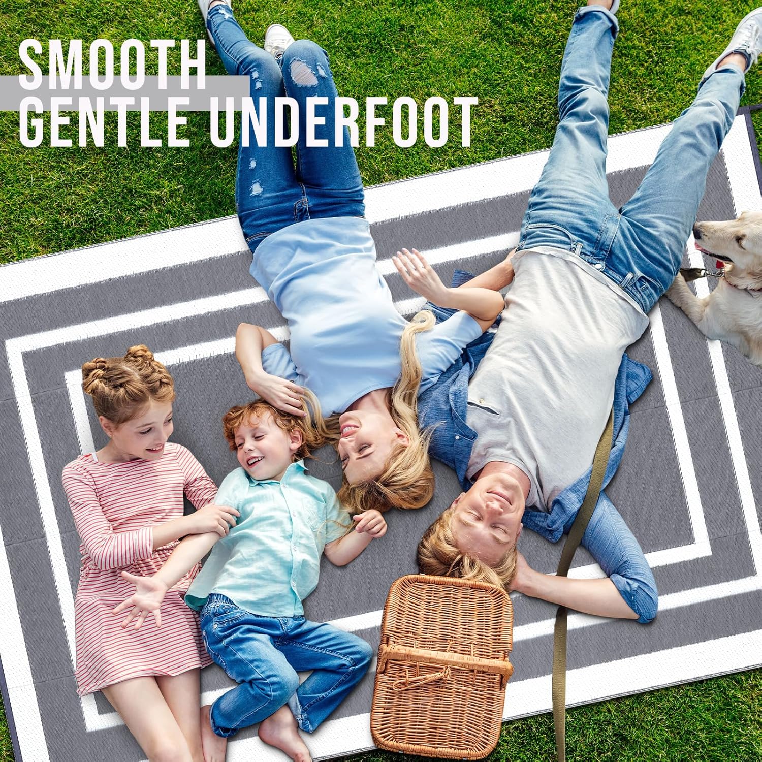 OLANLY Outdoor Rug 9x12 ft Waterproof, Reversible Outdoor Plastic Straw Rug, RV Mat, Indoor Outdoor Carpet Clearance for Patio, Camping, Balcony, Deck, Backyard, Grey & White