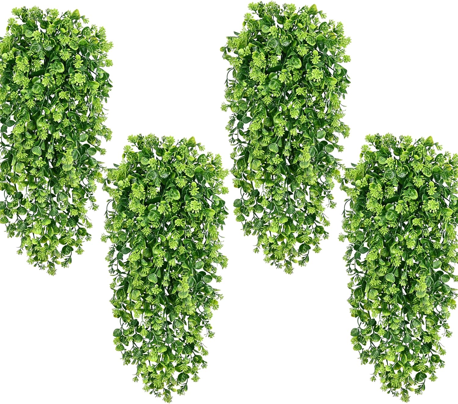 Waipfaru 4Pcs Fake Hanging Plants 3ft Fake Plants UV Resistant Fake Vines Artificial Decor for Indoor Outdoor Party Wall Porch Wedding Decoration,Light Green