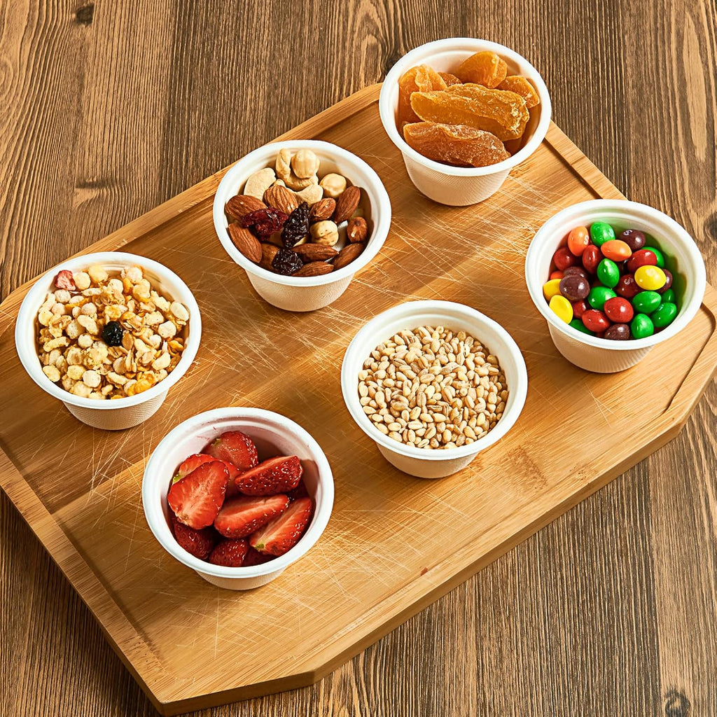 ECOLipak 200 Pack 4 oz Compostable Portion Cups, 100% Biodegradable Souffle Cups, Disposable Paper Cup for Condiment Samples