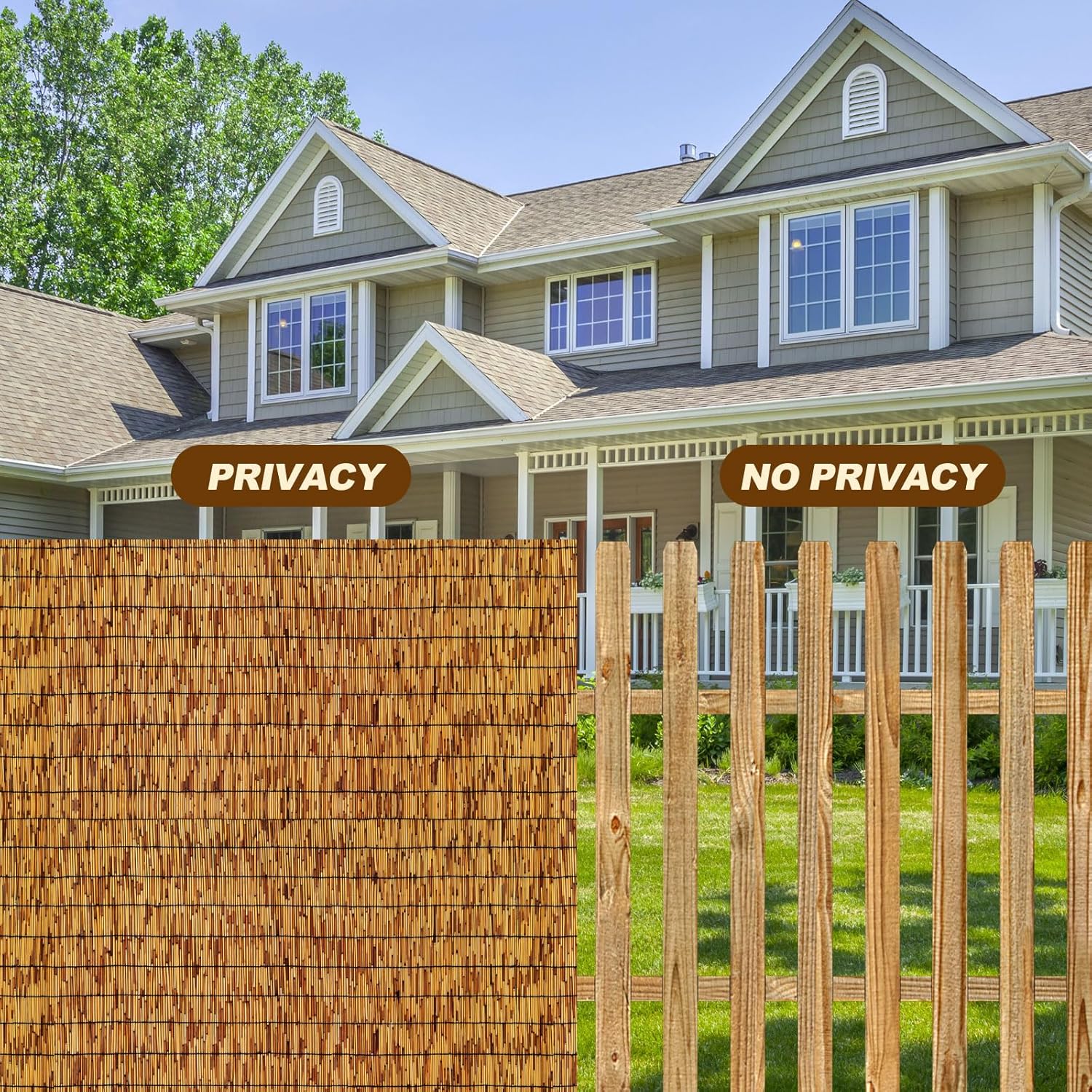 Reed Fencing Rolls,Patio Privacy Screen,Decorative Bamboo Fence Rolls for Patio Balcony Garden Backyard Outdoor,6x16FT(2Pcs)