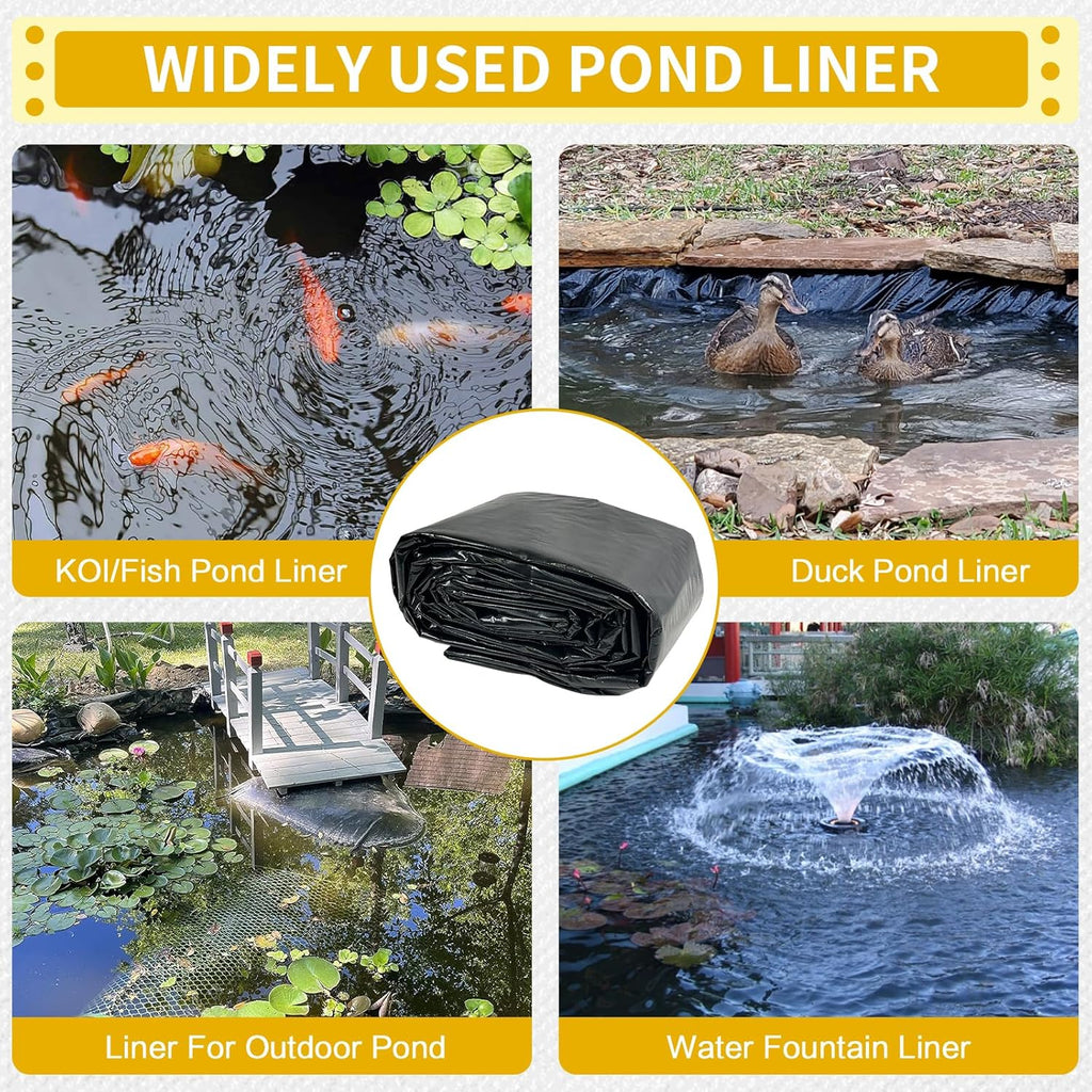 yeezoo 40X50FT Reinforced Large PE Pond Liner, KOI Pond Liners for Outdoor Ponds, Enhanced 5-Layer Structure Pond Liner for Fish, Duck, Garden Raised Bed and Waterscape Pond(0.82oz/sq ft Thickness)
