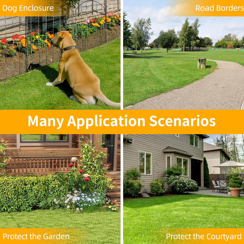 No Dig Garden Fence 16in x 10ft 10 Panels Decorative Garden Border for Fencing for Flower Beds, Dog Barrier, Patio and Yard Decoration