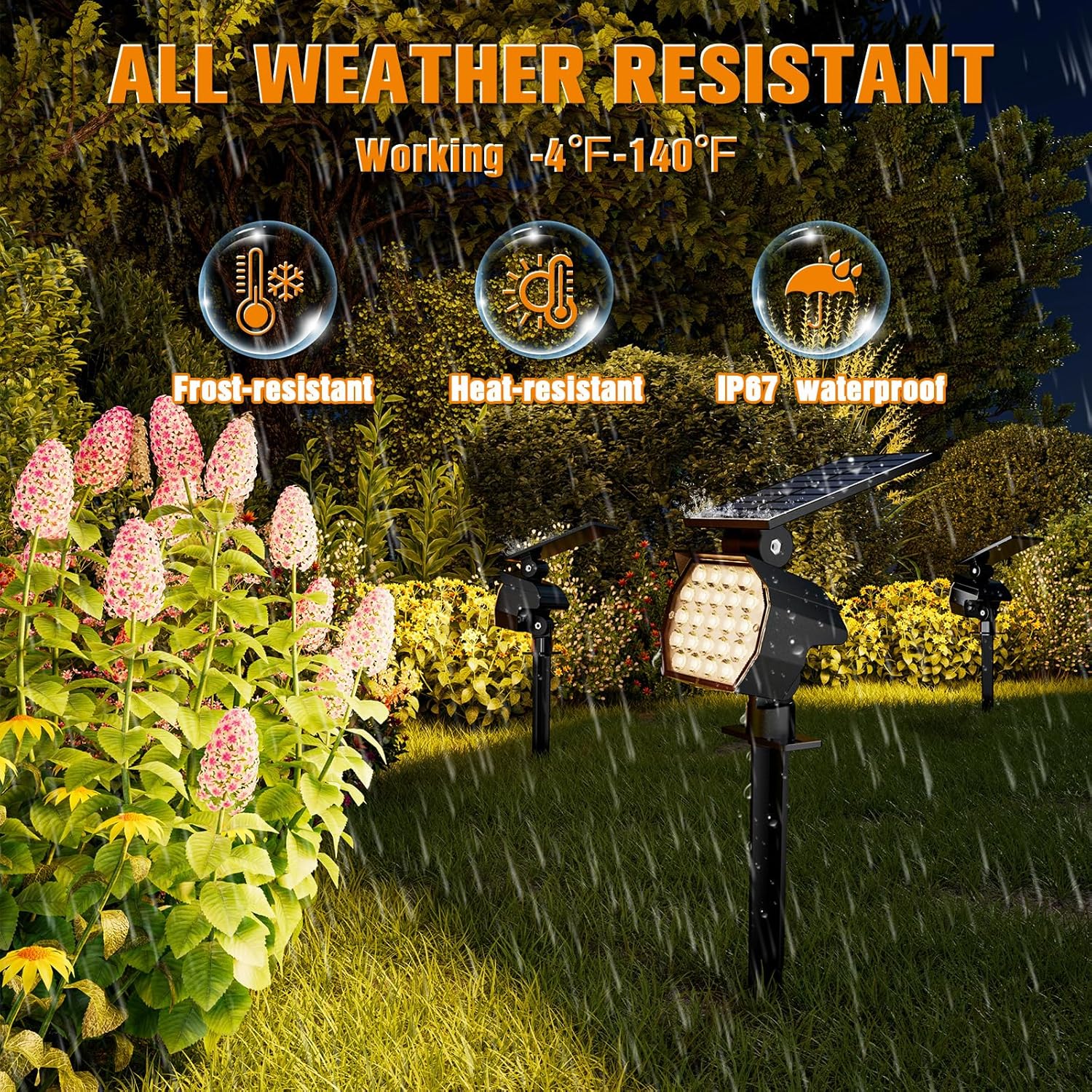 APONUO Solar Spotlights 6 Pack Uplights IP67, 23 LED, 3 Modes - Landscape, Tree, Outdoor Lights for Yard, Garden, House, Garage, Pathway (Warm White)