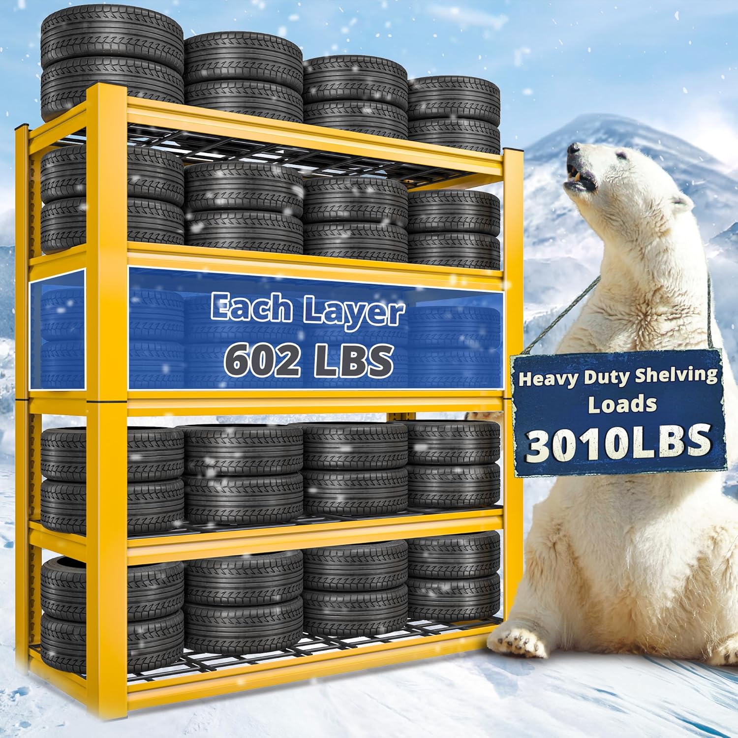 REIBII 72''H Garage Shelving 3010 LBS Storage Shelves Adjustable Metal Shelving 5 Tier Metal Shelves for Storage Industrial Shelf for Kitchen Pantry Warehouse Basement 72" HX35.5 WX16 D, 2 Pack