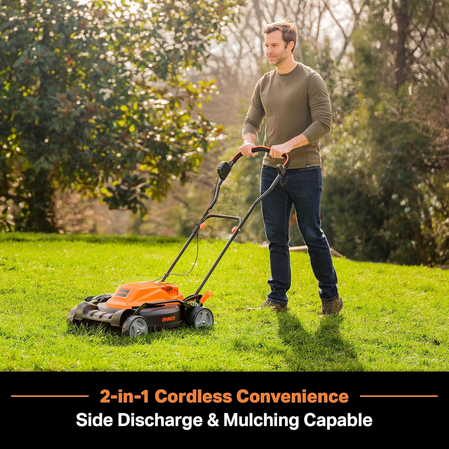 LawnMaster CLMF4819X 19-inch Brushless Cordless Mower with 2X24V MAX* 4.0Ah Battery and a Dual Charger 6 Cutting Position