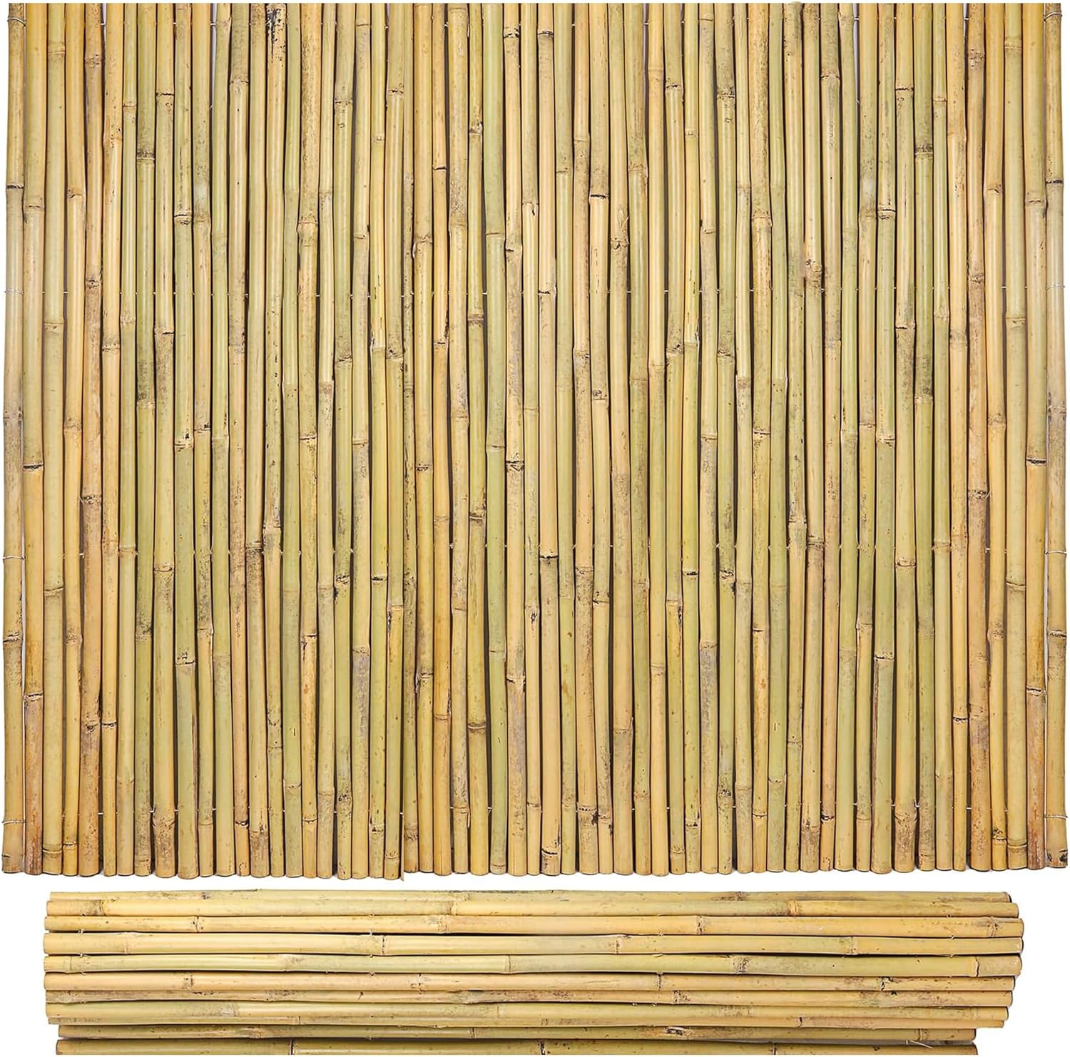Bamboo Fence 4 ft H x 8 ft L x 0.75 in D, Natural Bamboo Privacy Screen 4 Feet High, Outdoor Or Indoor Divider Decorative Fence Rolls for Patio, Balcony, Garden and Border Pool