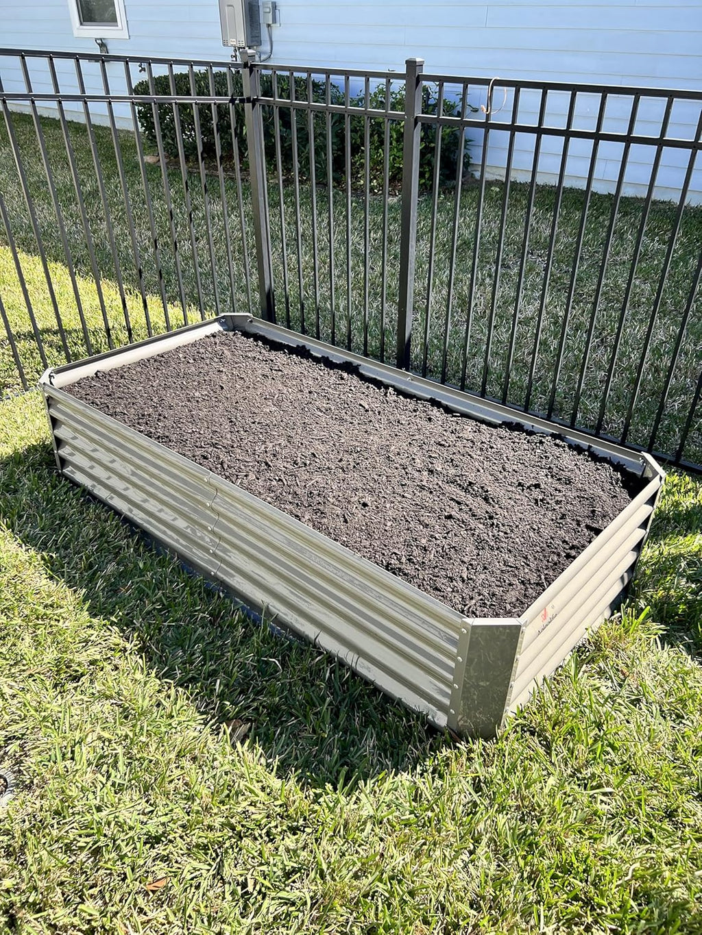 A ANLEOLIFE 6X3X1.5 ft Galvanized Raised Garden Beds Outdoor, Rectangular Metal Planter Box for Planting Vegetables Flowers Herb, Anti-Rust & Easy-Setup, Quartz Grey