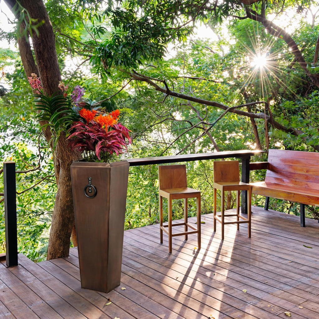 H Potter Tall Outdoor Planters Copper Large Flower Pots Indoor for Patio Balcony Garden Deck Front Porch Entryway Antique Copper Single Large