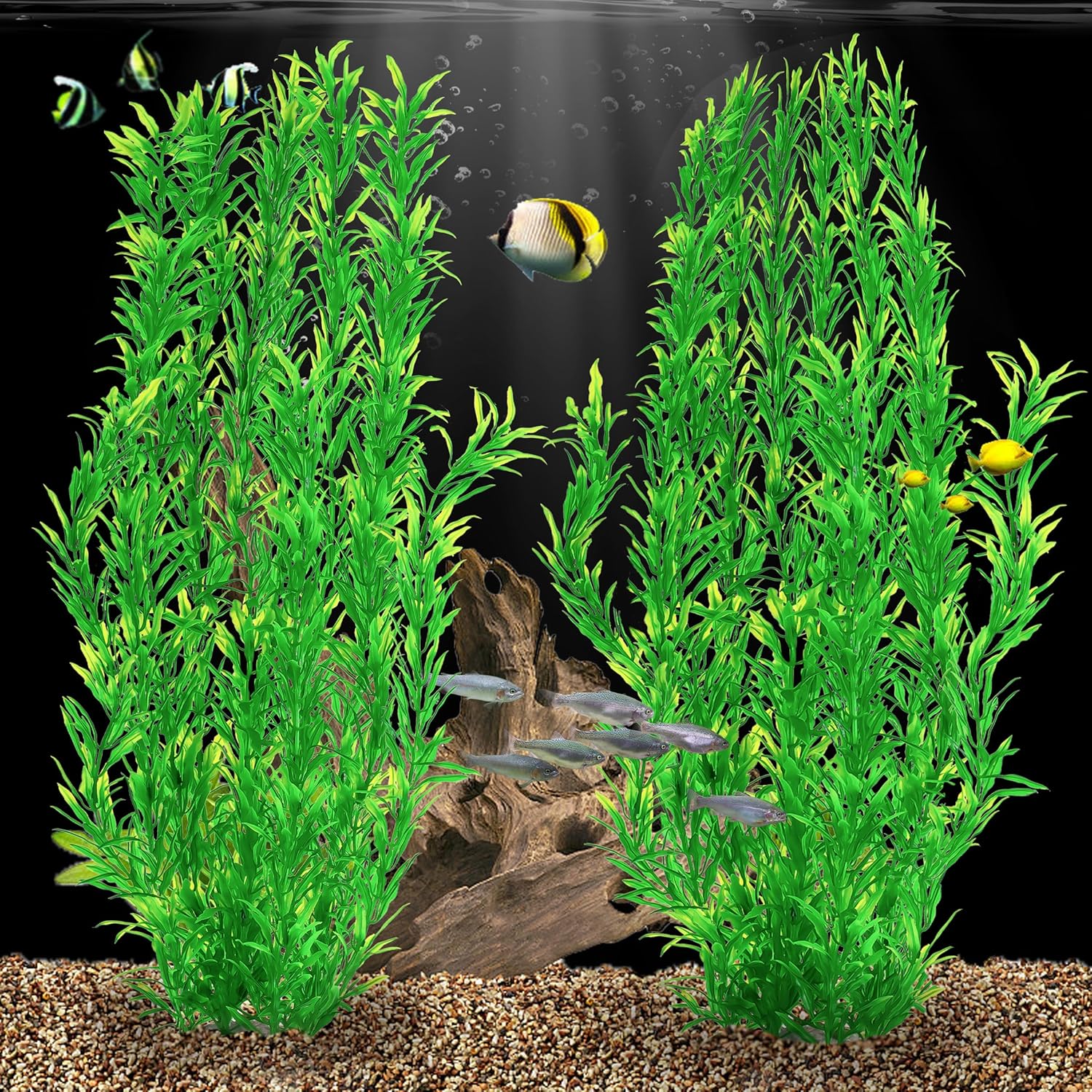 MyLifeUNIT Aquarium Plants, 21 Inches Tall Plastic Fish Tank Plants for Fish Tank Decorations and Aquarium Decor (Green)