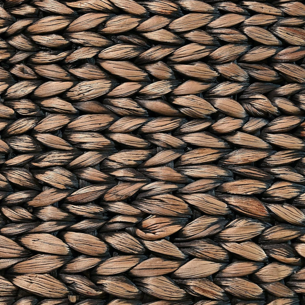 happimess BSK2001B-3SET Clara Farmhouse Classic Handwoven Hyacinth Rectangle Floor Wicker Storage Baskets with Handles, Brown (Set of 3), Seagrass Containers for Decoration in Living Room, Bedroom