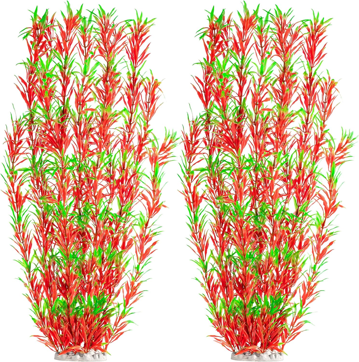 MyLifeUNIT Aquarium Plants, 21 Inches Tall Plastic Fish Tank Plants for Fish Tank Decorations and Aquarium Decor (Wine Red)