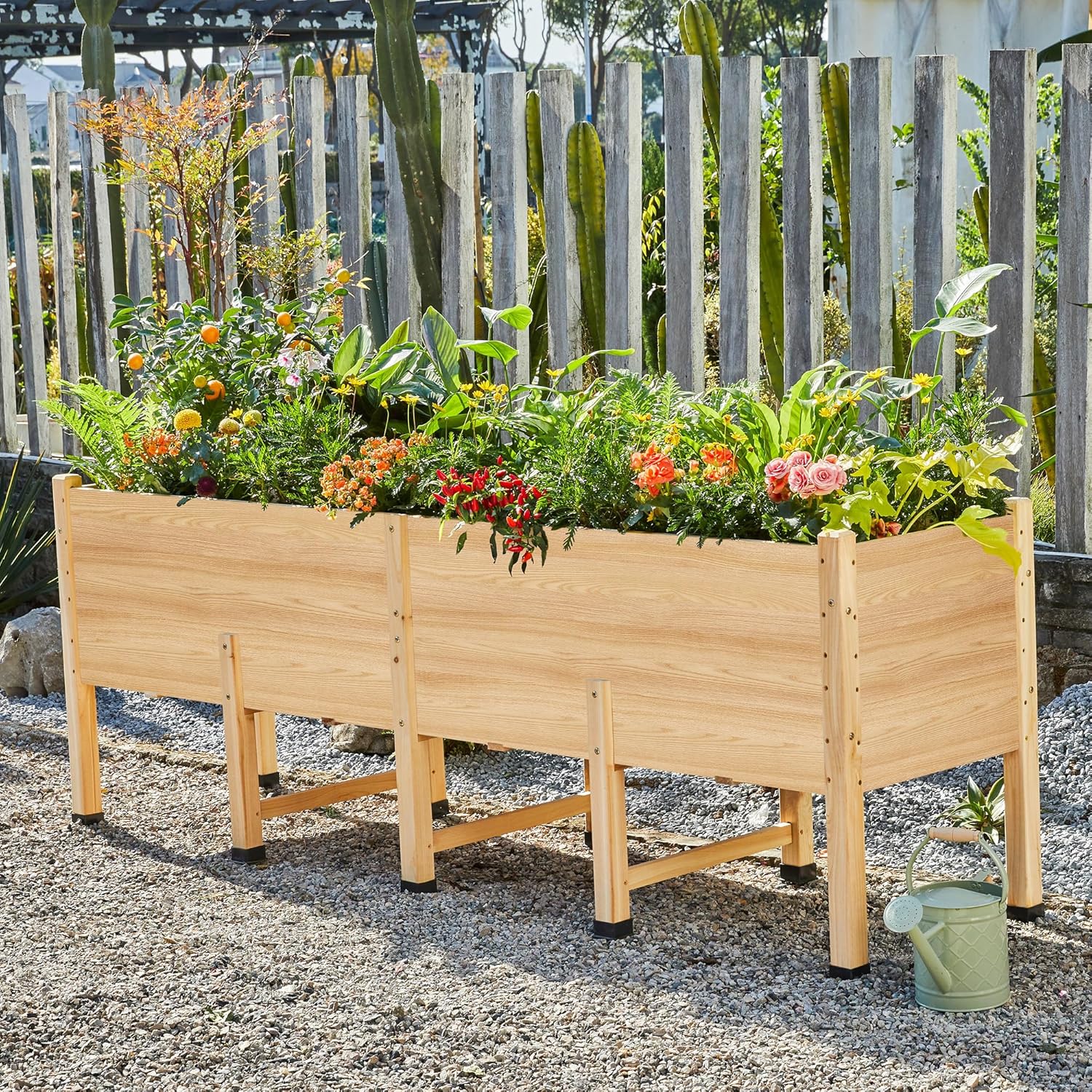 SPECRAFT 8x2 Ft Raised Garden Bed, Featuring Legs, Drainage Holes, Ideal for Vegetables, Flowers, Elevated Wood Planter Box for Balcony, Patio, and Backyard, Easy Assembly