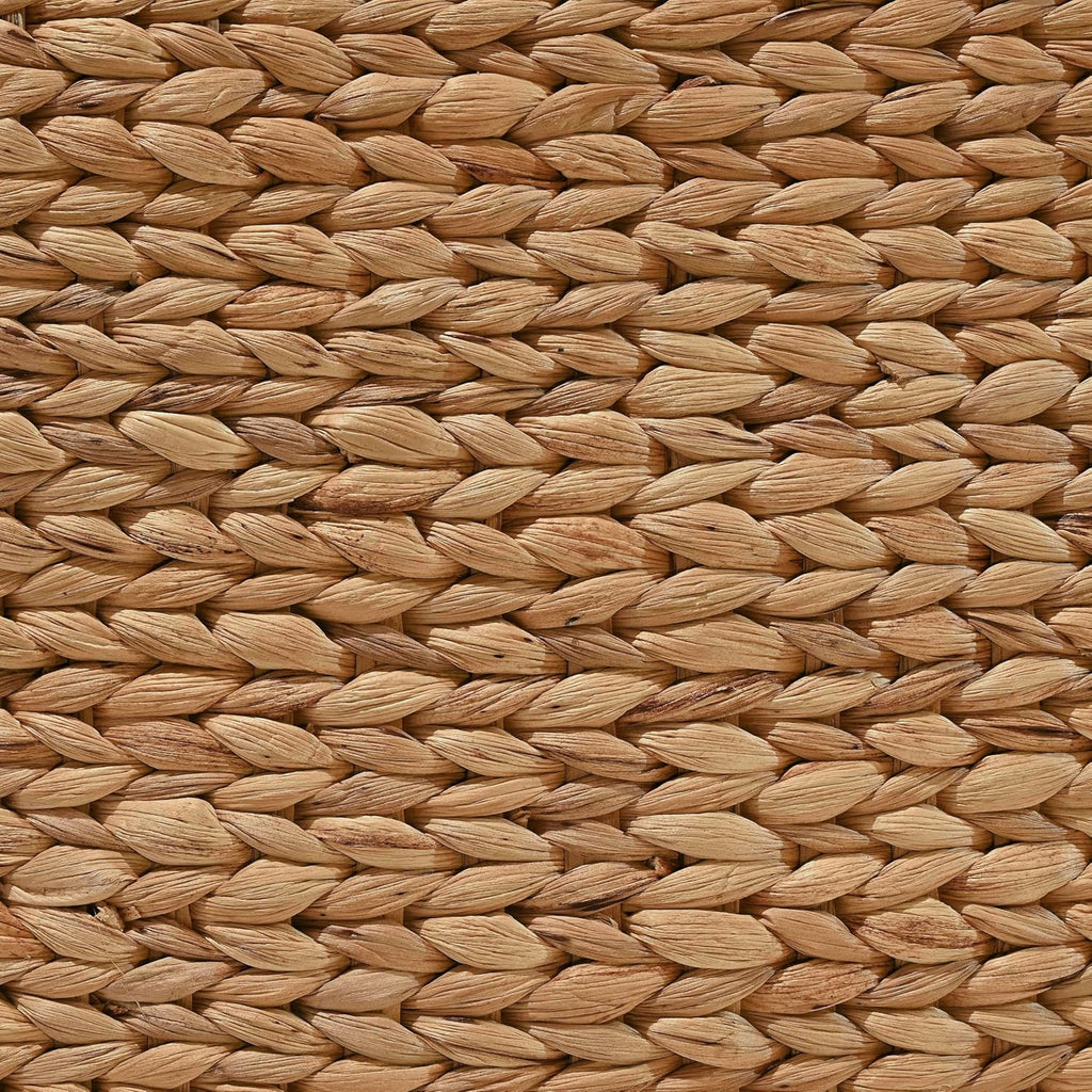 happimess BSK2001A-3SET Clara Farmhouse Classic Handwoven Hyacinth Rectangle Floor Wicker Storage Baskets with Handles, Natural (Set of 3), Seagrass Containers for Decoration in Living Room, Bedroom